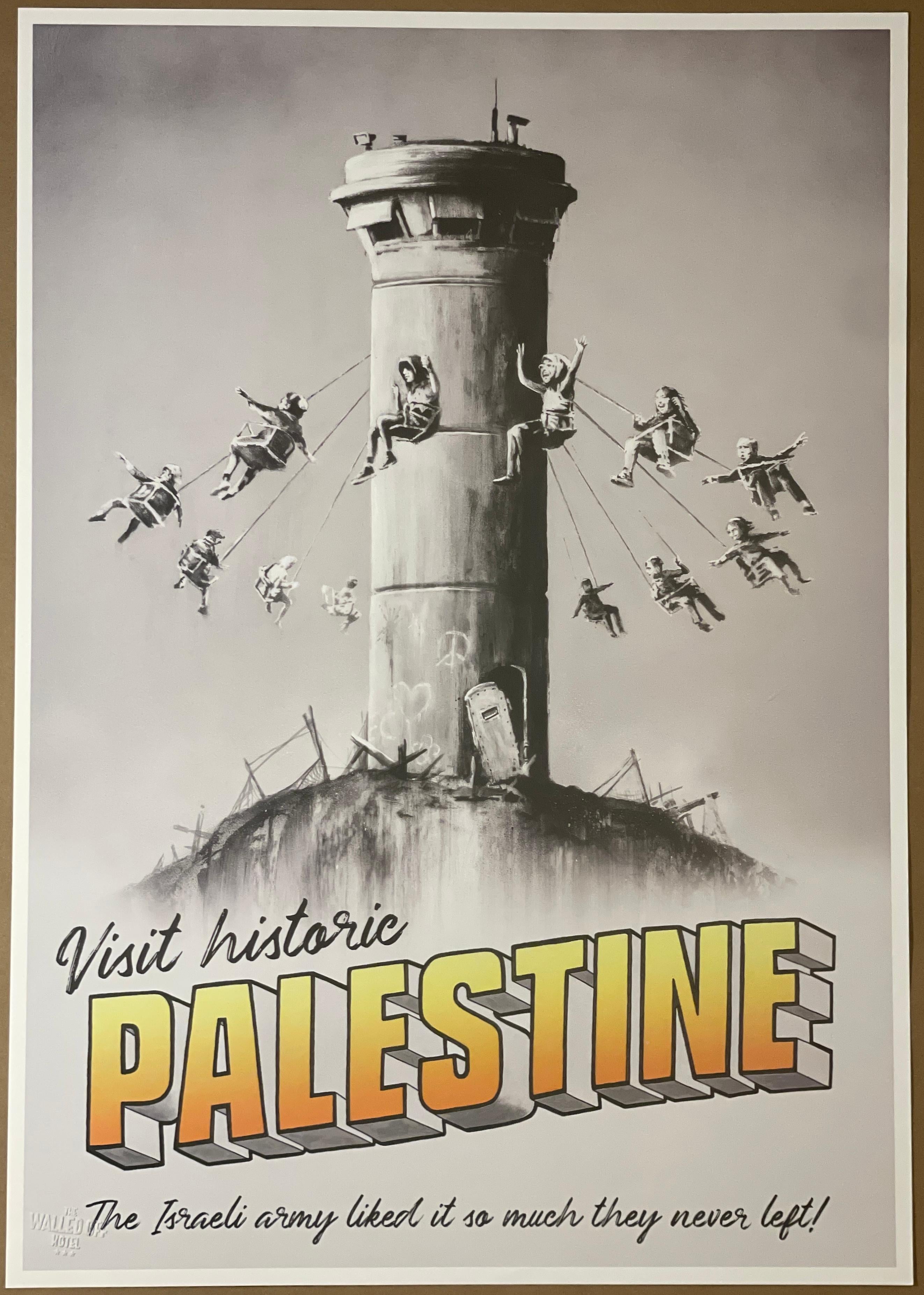 Impression murale de l'hôtel Banksy « Visit Historic Palestine » avec cachet de la C.O.A.