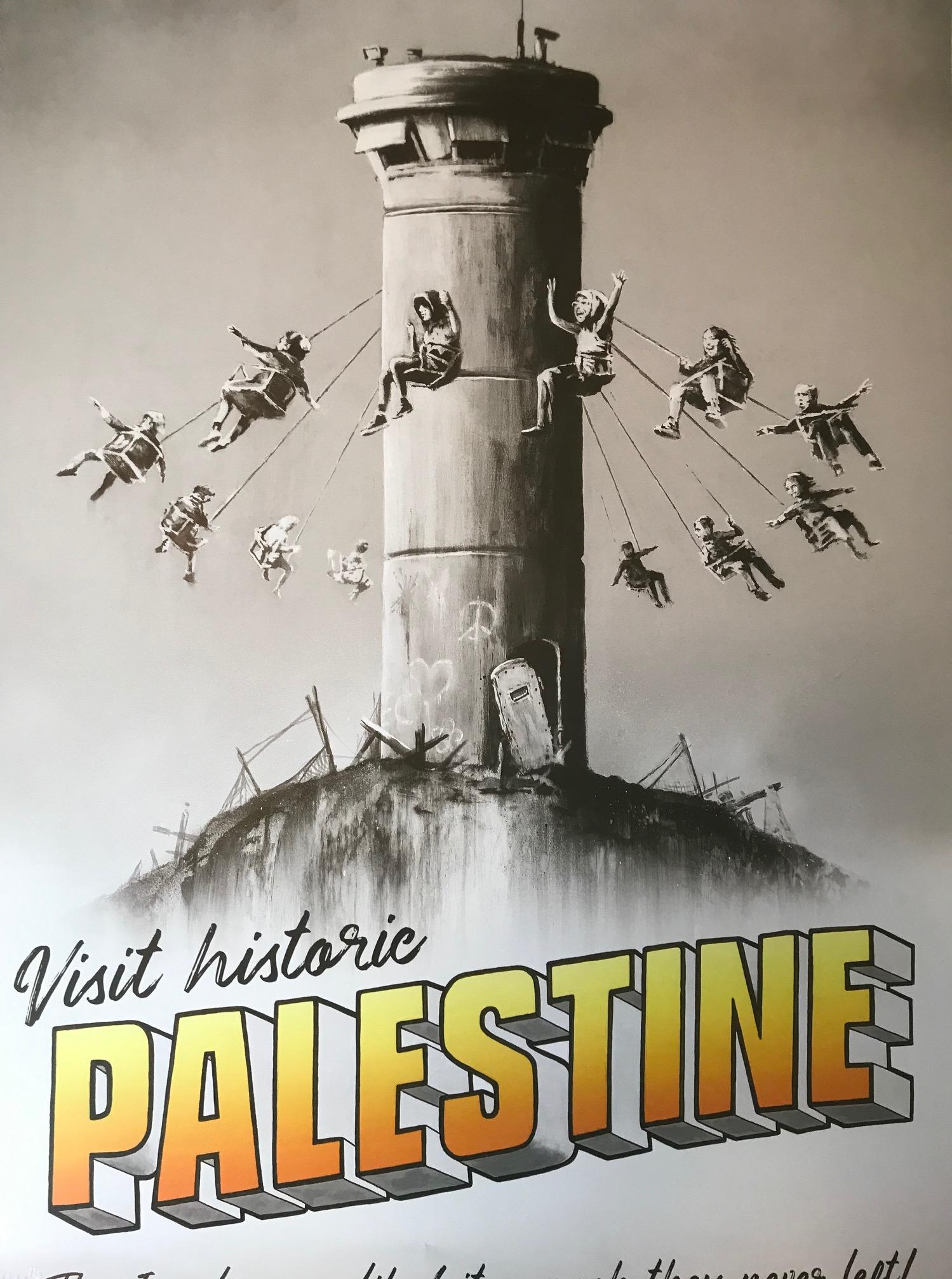 Walled Off Hotel Visit Historic Palestine gestempelt mit C.O.A. Street Art (Streetart), Print, von Banksy
