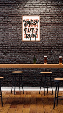 Póster impreso en offset «Cut & Run II» de Banksy, color naranja coral, 2023