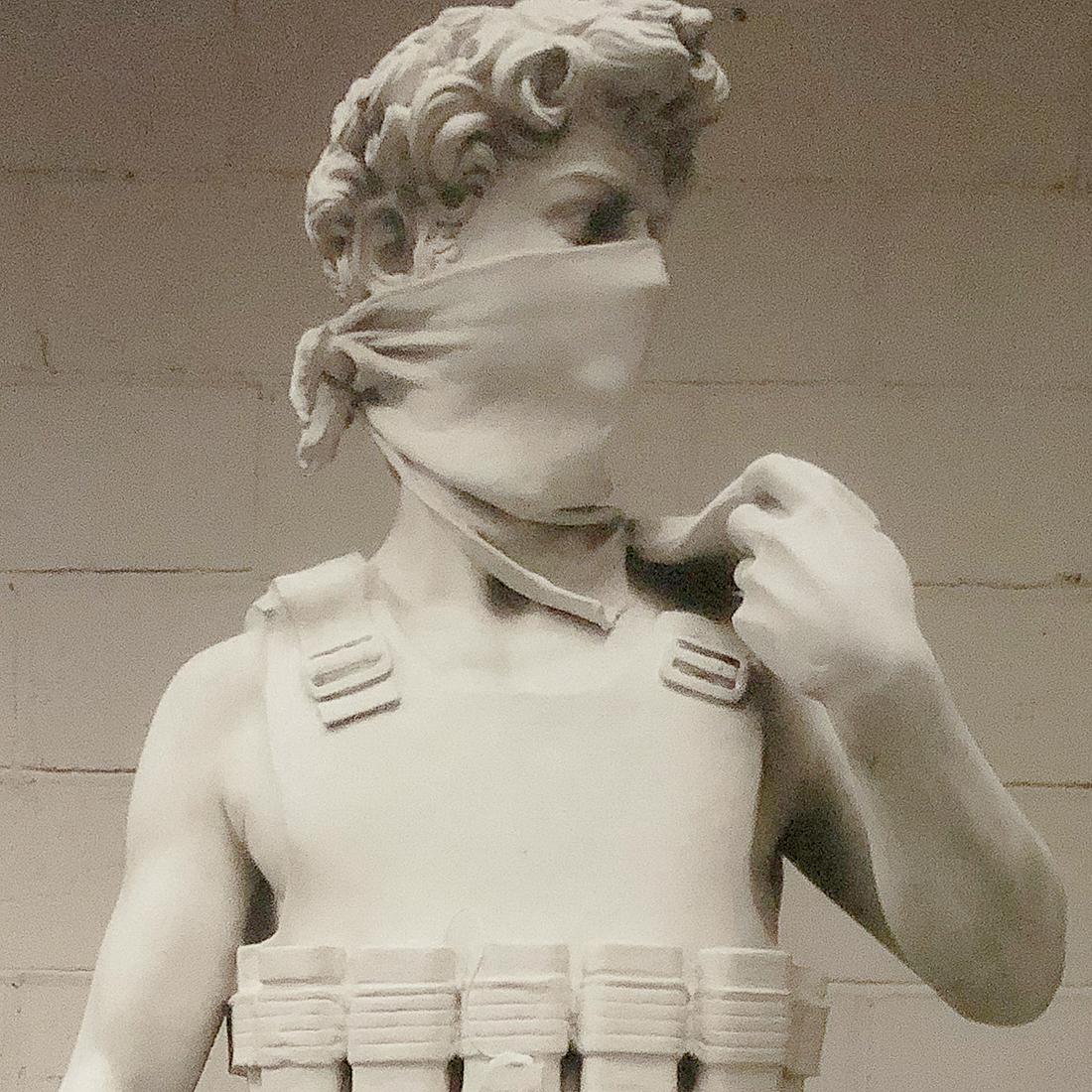 Beautiful David poster created by Banksy for his solo show at the Bristol Museum and published by POW.
Original mailing tube this poster was shipped in from Pictures on Walls (POW) London, when it was first purchased is included. This gives the