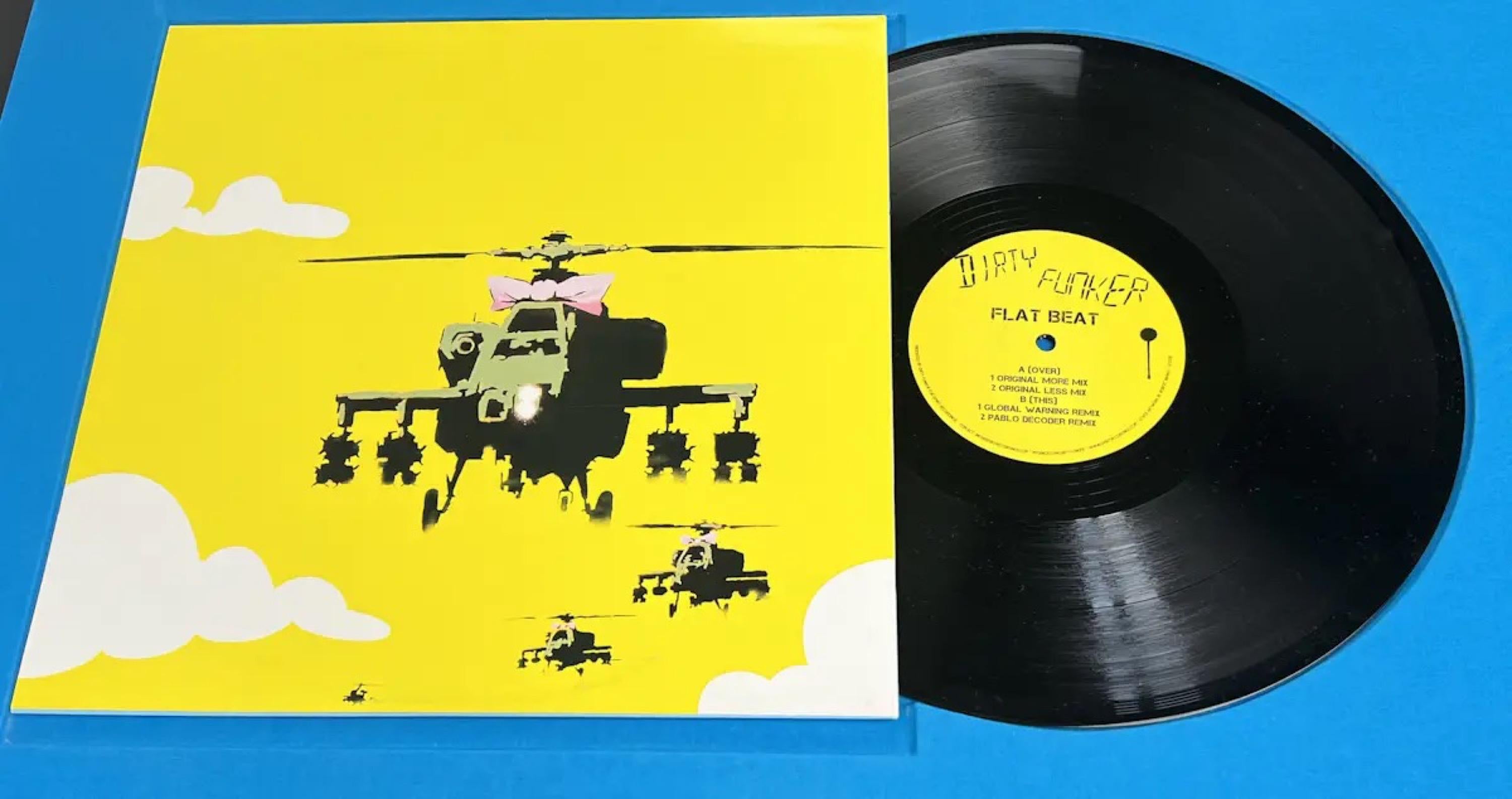 Dirty Funker Flat Beat Happy Choppers Vinyl (Blue and Yellow), 2009 - Print by Banksy