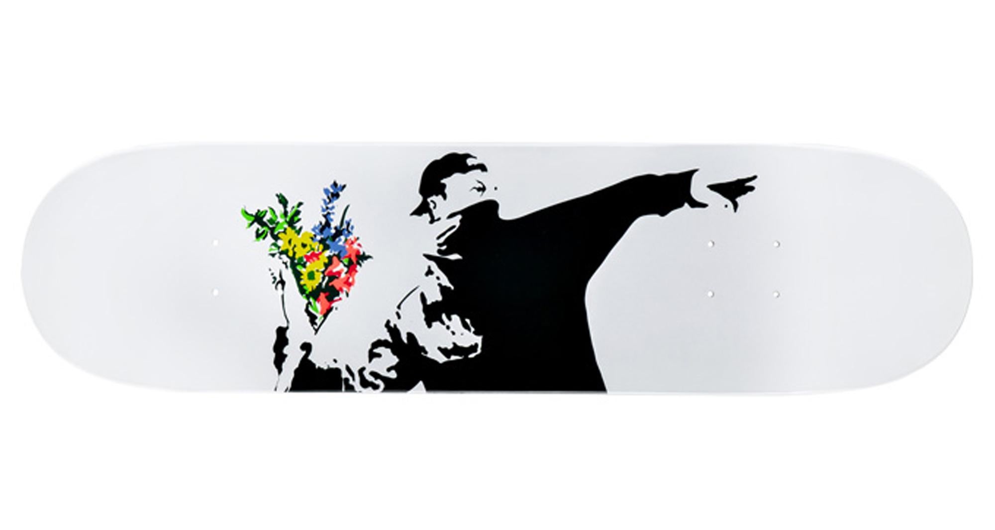 Banksy Figurative Print - Flower Thrower skateboard deck