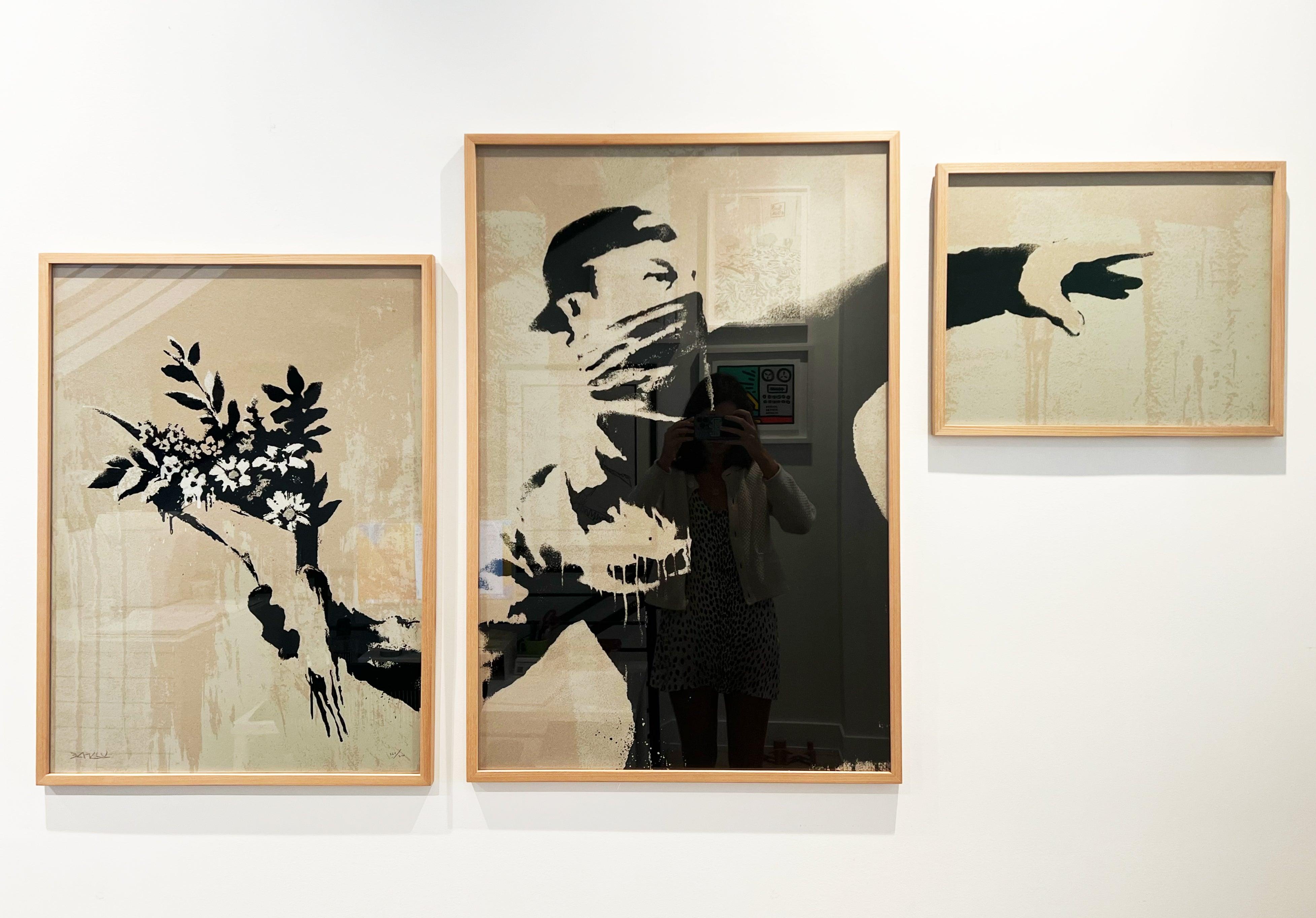 Flower Thrower Triptych - Print by Banksy