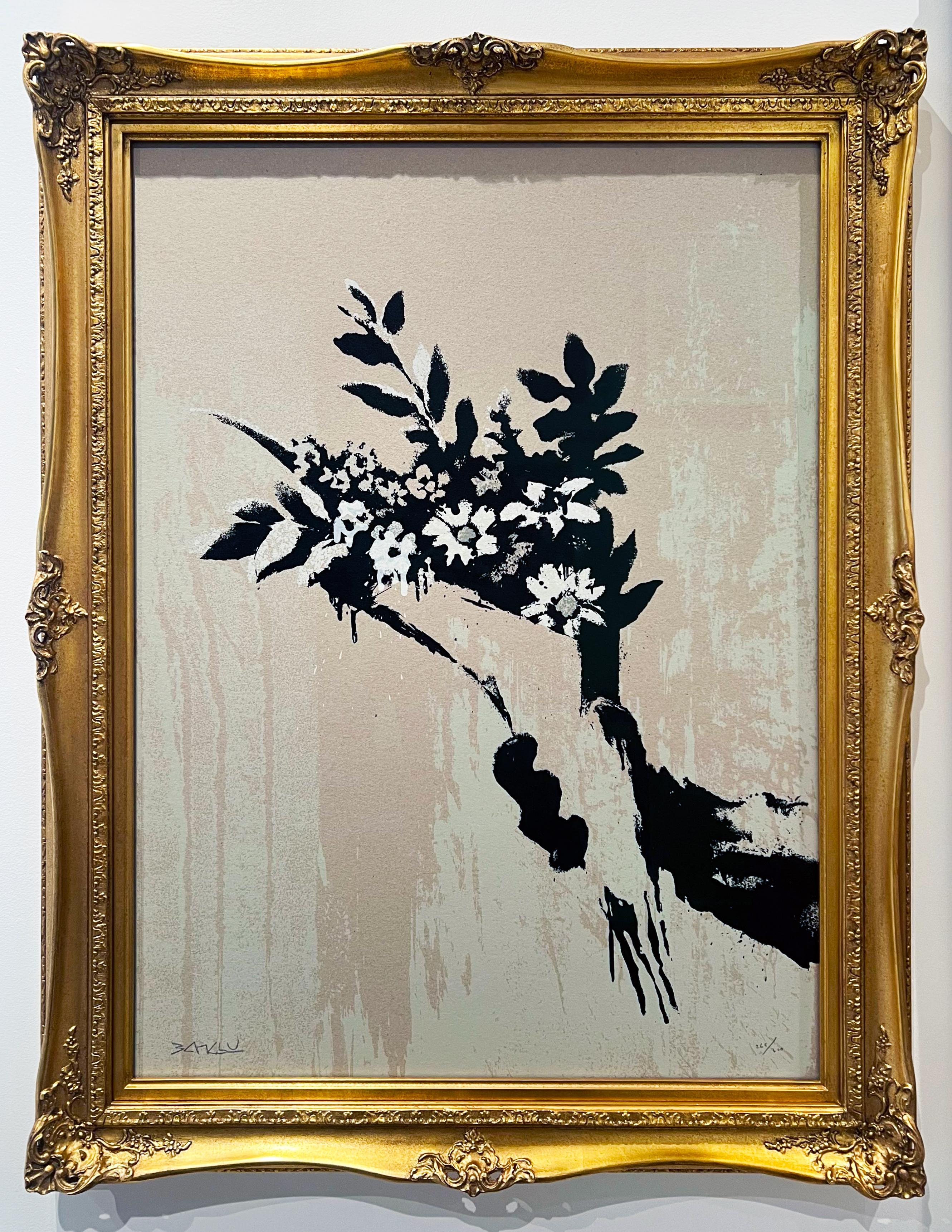 Trittico del lanciatore di fiori - Print Street Art di Banksy