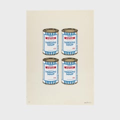 Vintage Four Soup Cans - Gold on Cream