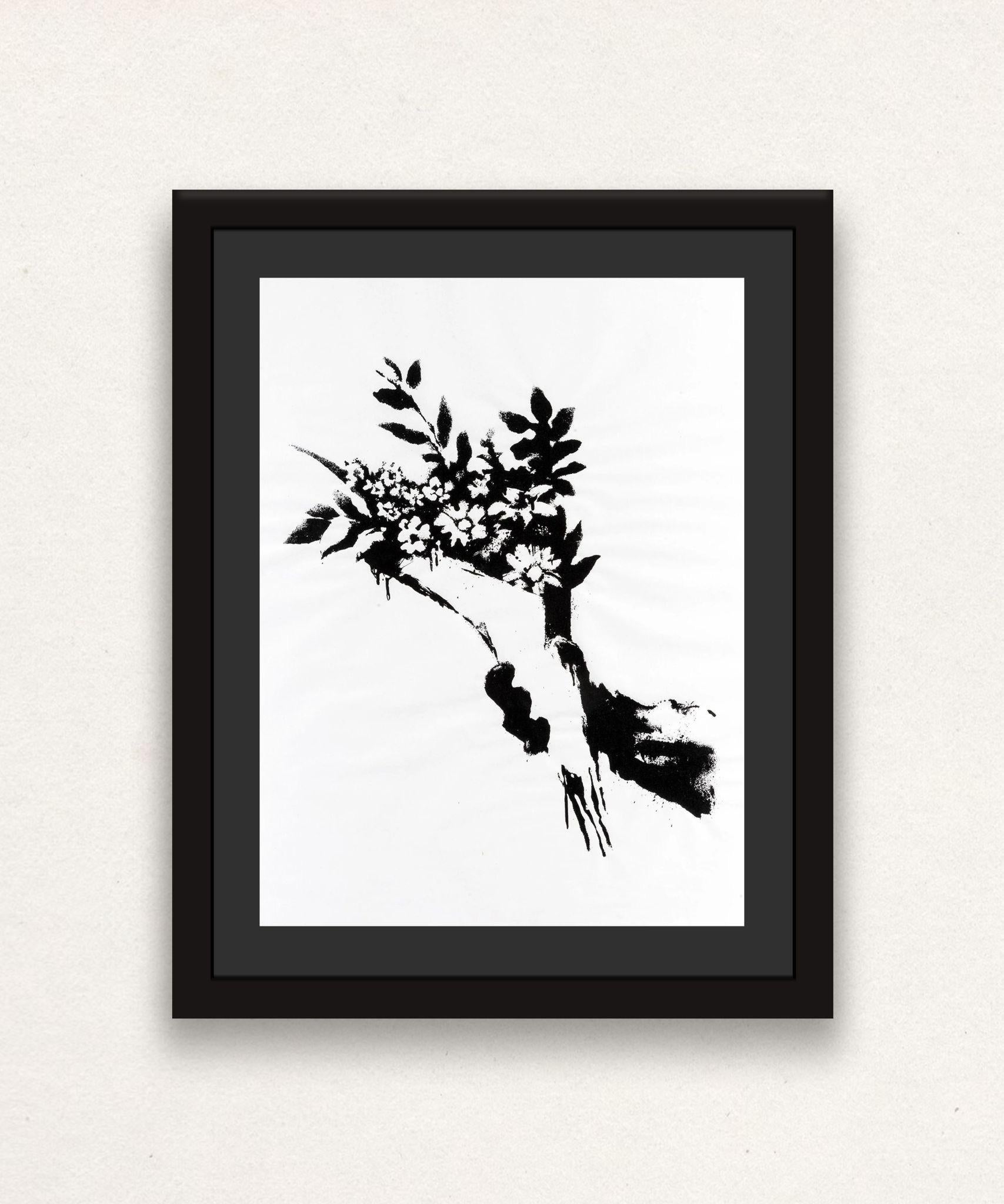 Banksy Interior Print – GDP Flower Thrower (Gerahmt)