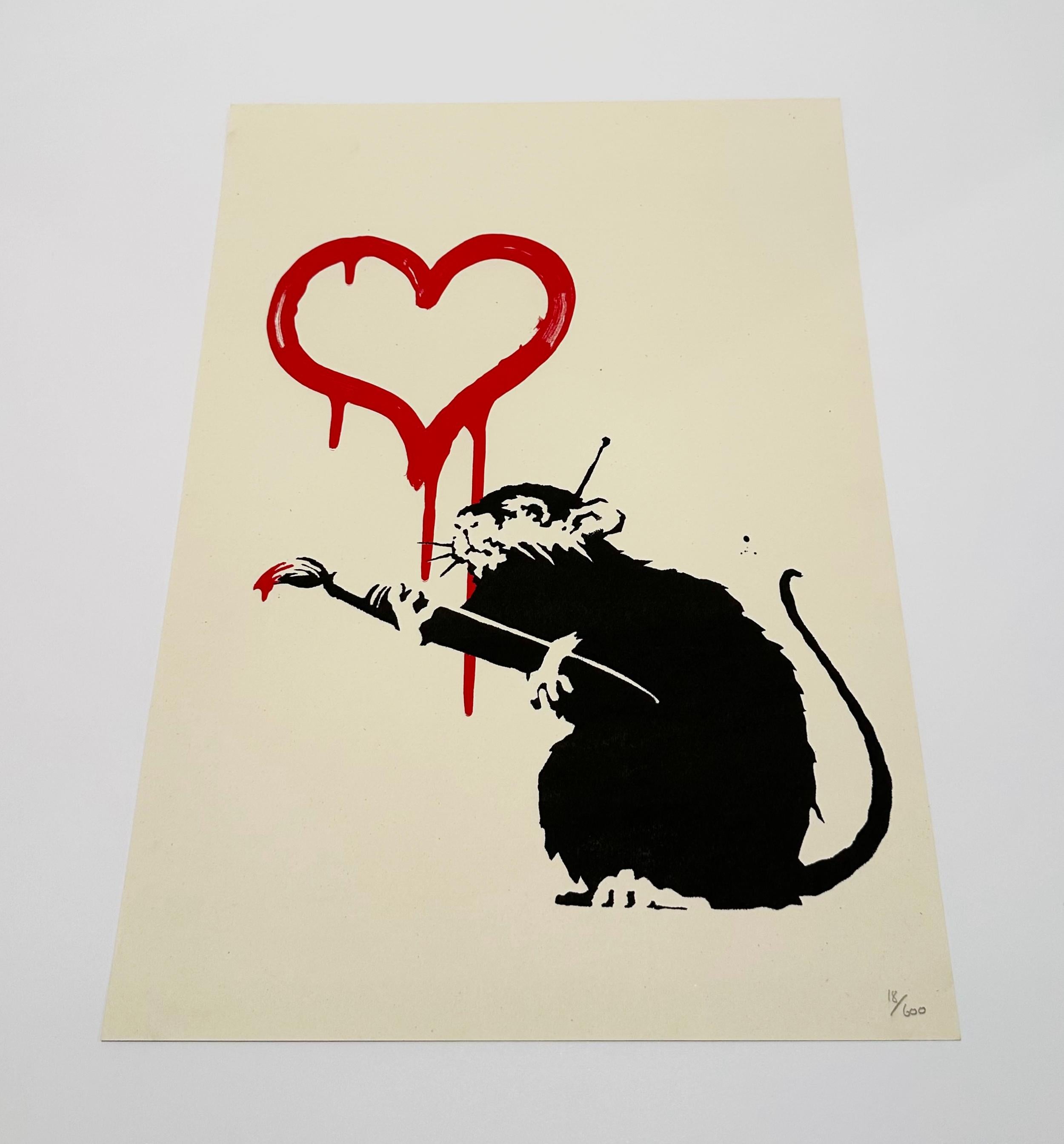 Love Rat (Weiß), Portrait Print, von Banksy