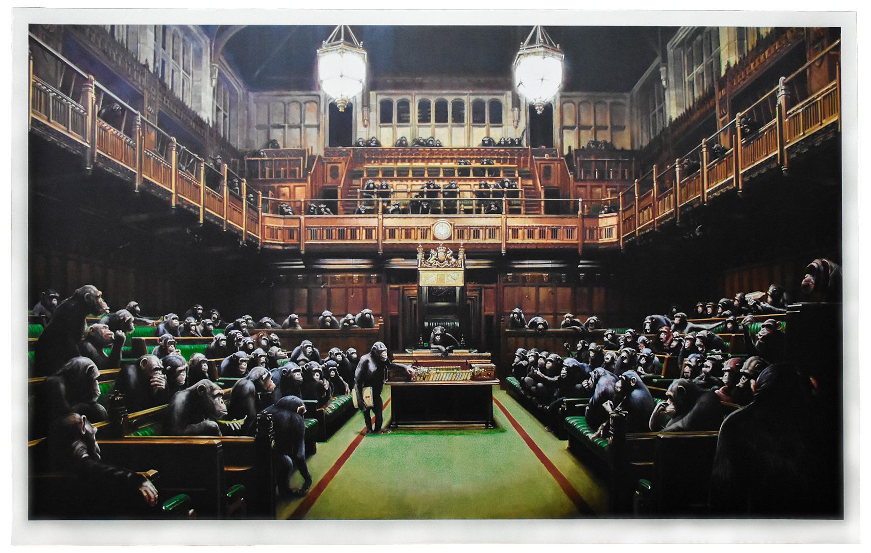 Monkey Parliament (with Original Museum Tube) - Print by Banksy