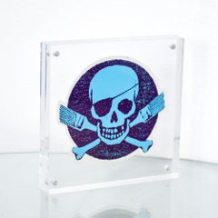 POW Pictures on Walls Skull Logo Sticker (Blue)