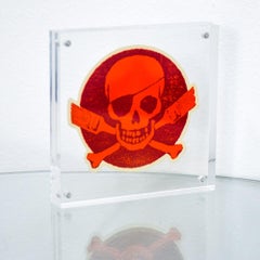 POW Pictures on Walls Skull Logo Sticker (Orange)