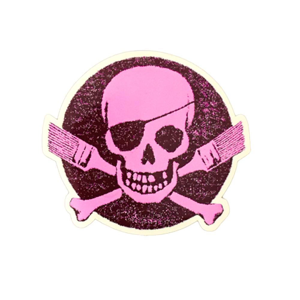 POW Bilder an Wänden Totenkopf-Logo-Stickerei (Rosa) (Streetart), Print, von Banksy