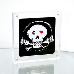 POW Pictures on Walls Skull Logo Sticker (Square Black)
