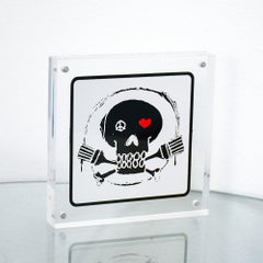 POW Pictures on Walls Skull Logo Sticker (Square White)