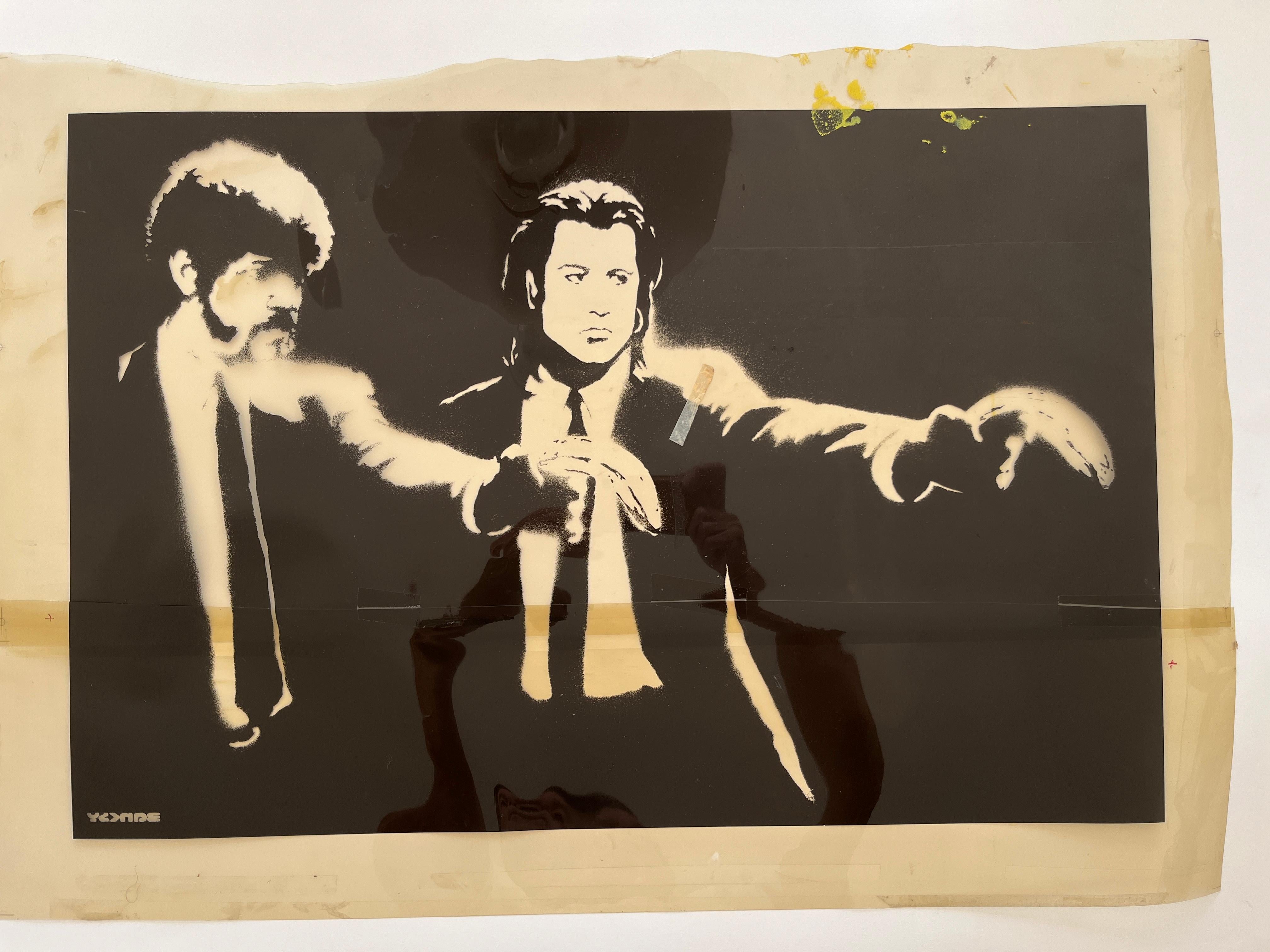 Banksy Figurative Print - "Pulp Fiction" original and unique screen print exposures.