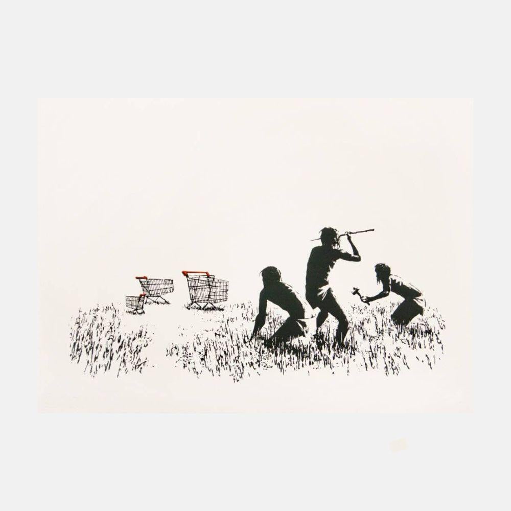 Trolleys (Black and White) (Unsigned) - Print by Banksy