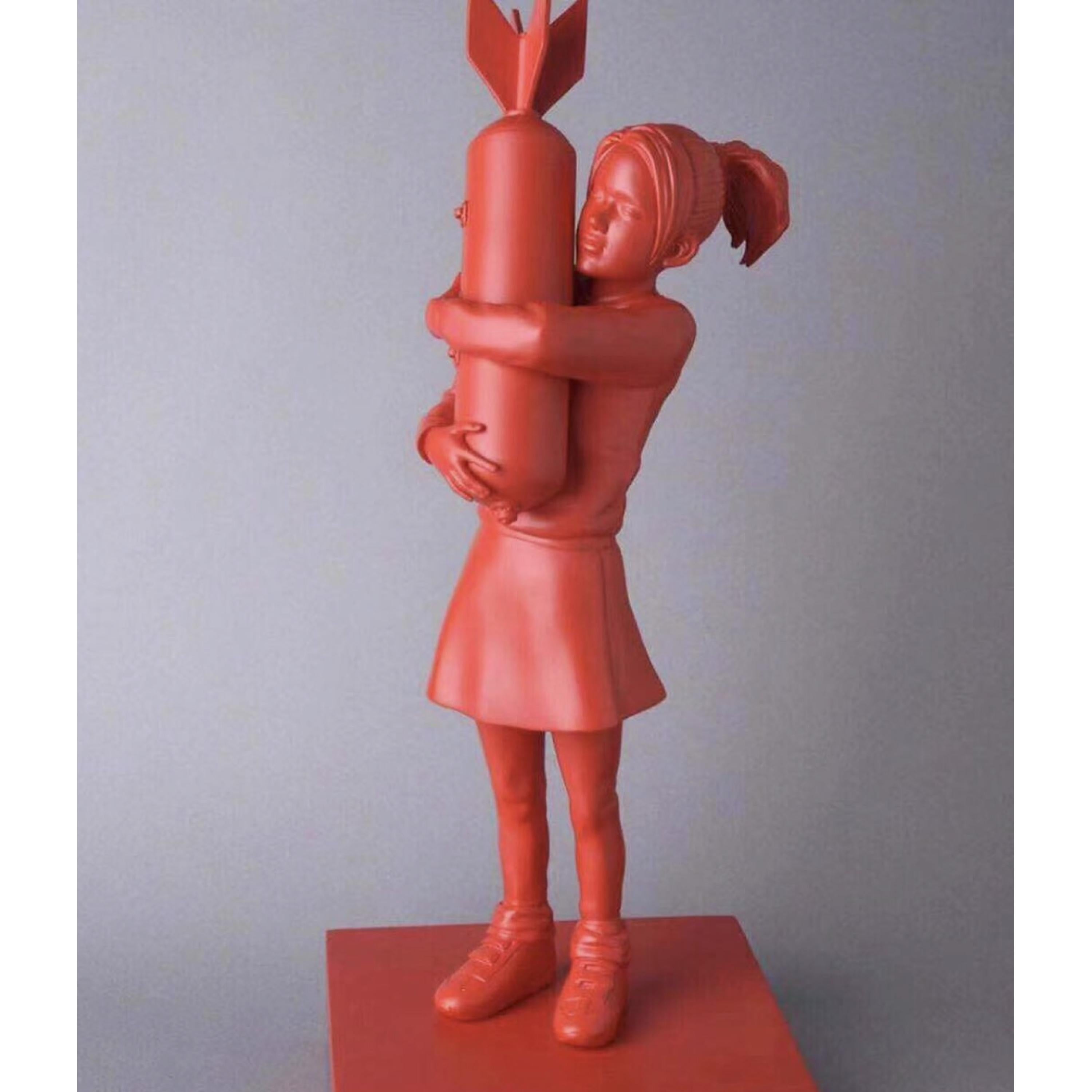 Banksy Figurative Sculpture - BOMB HUGGER RED
