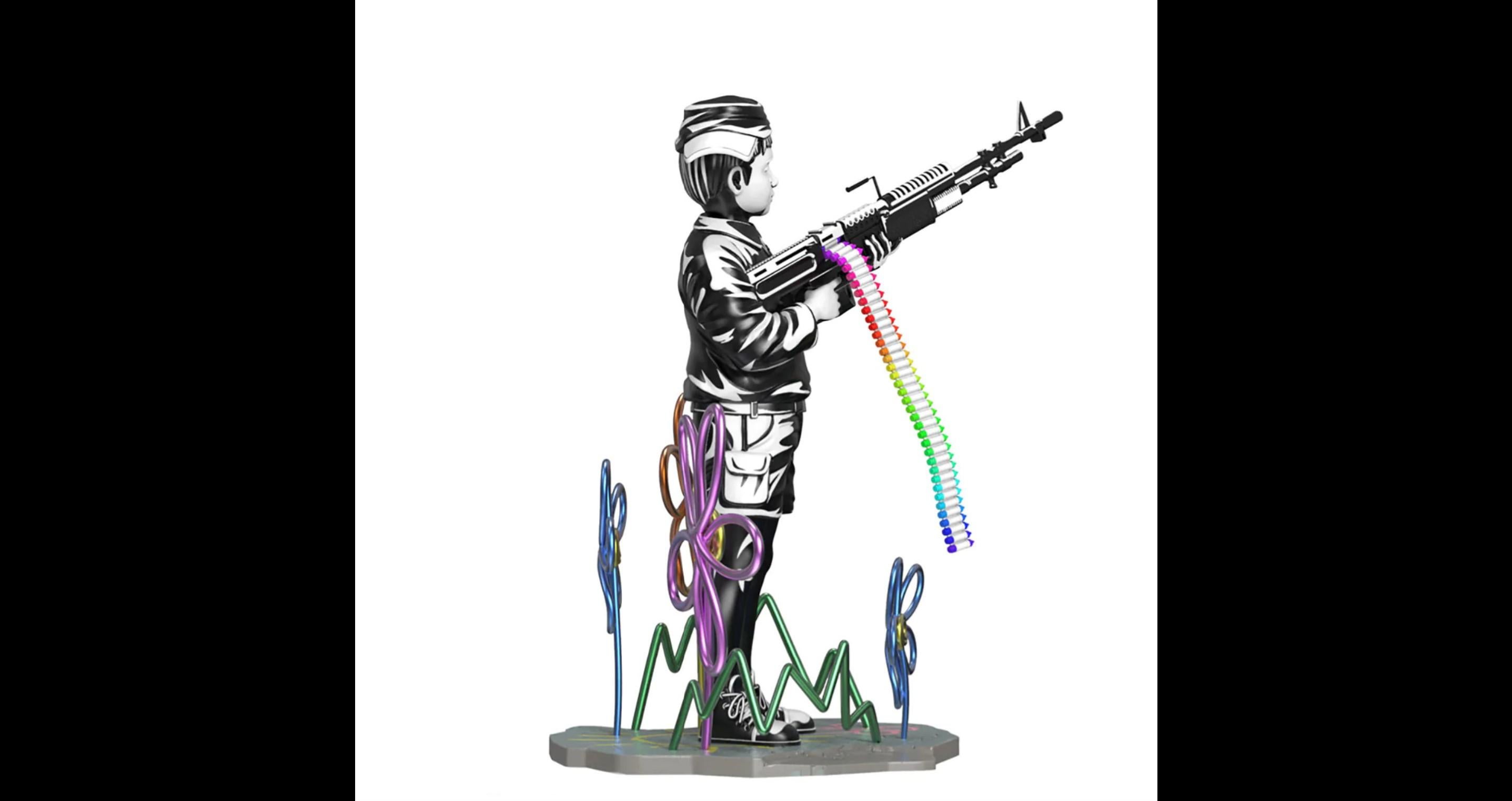 This limited edition designer art sculpture is a collaboration between Brandalised and Mighty Jaxx, based on Banksy's iconic 