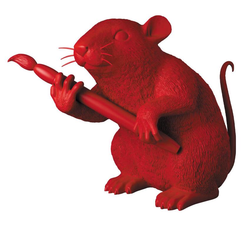 Banksy Figurative Sculpture - LOVE RAT (RED)