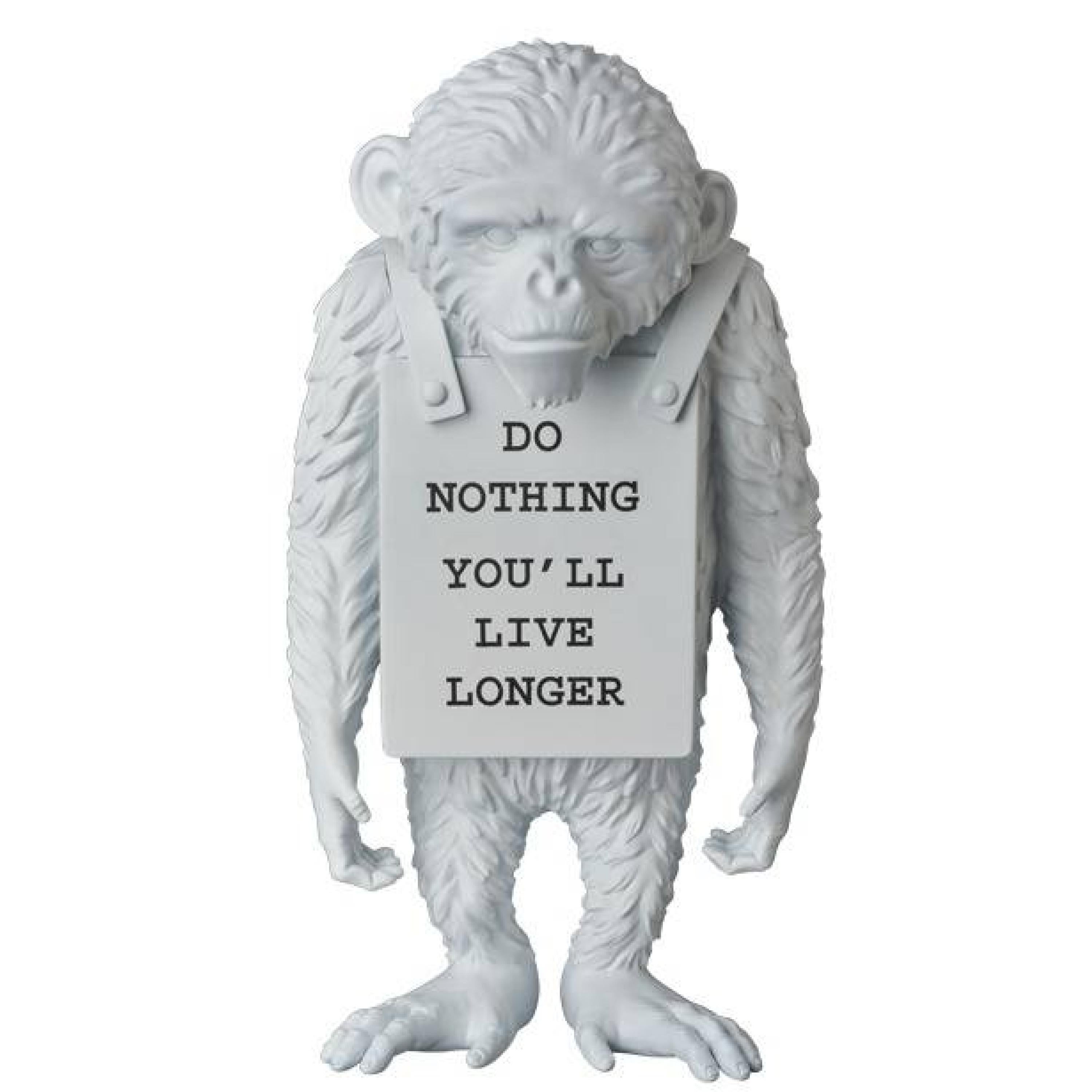 Banksy Figurative Sculpture - MONKEY SIGN (WHITE)