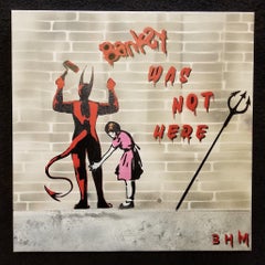 Contemporary street art banksy pop art museum leinwand rot interior figurativ