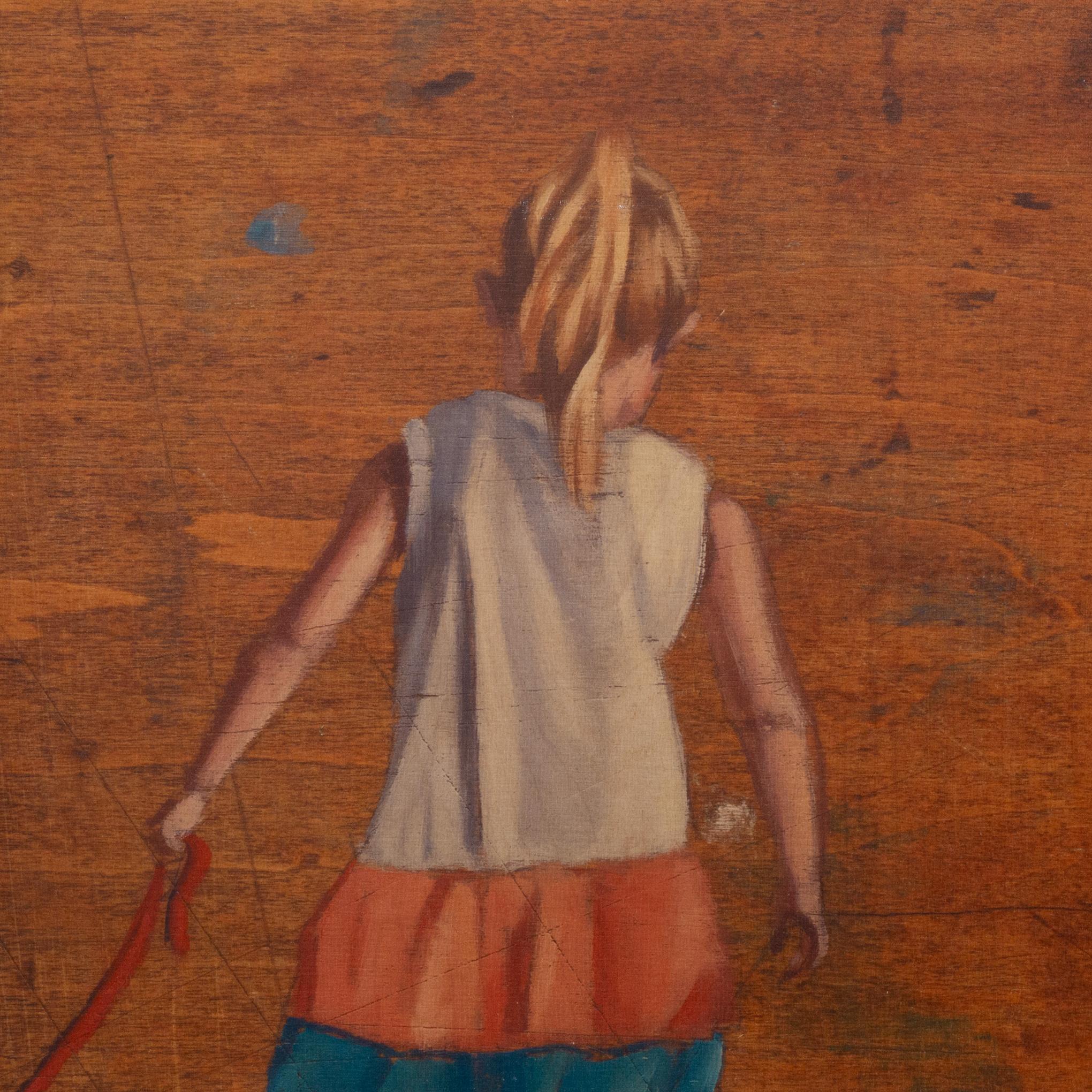 Modern Banksy Style, Girl Pulling Tank, Print on Wood