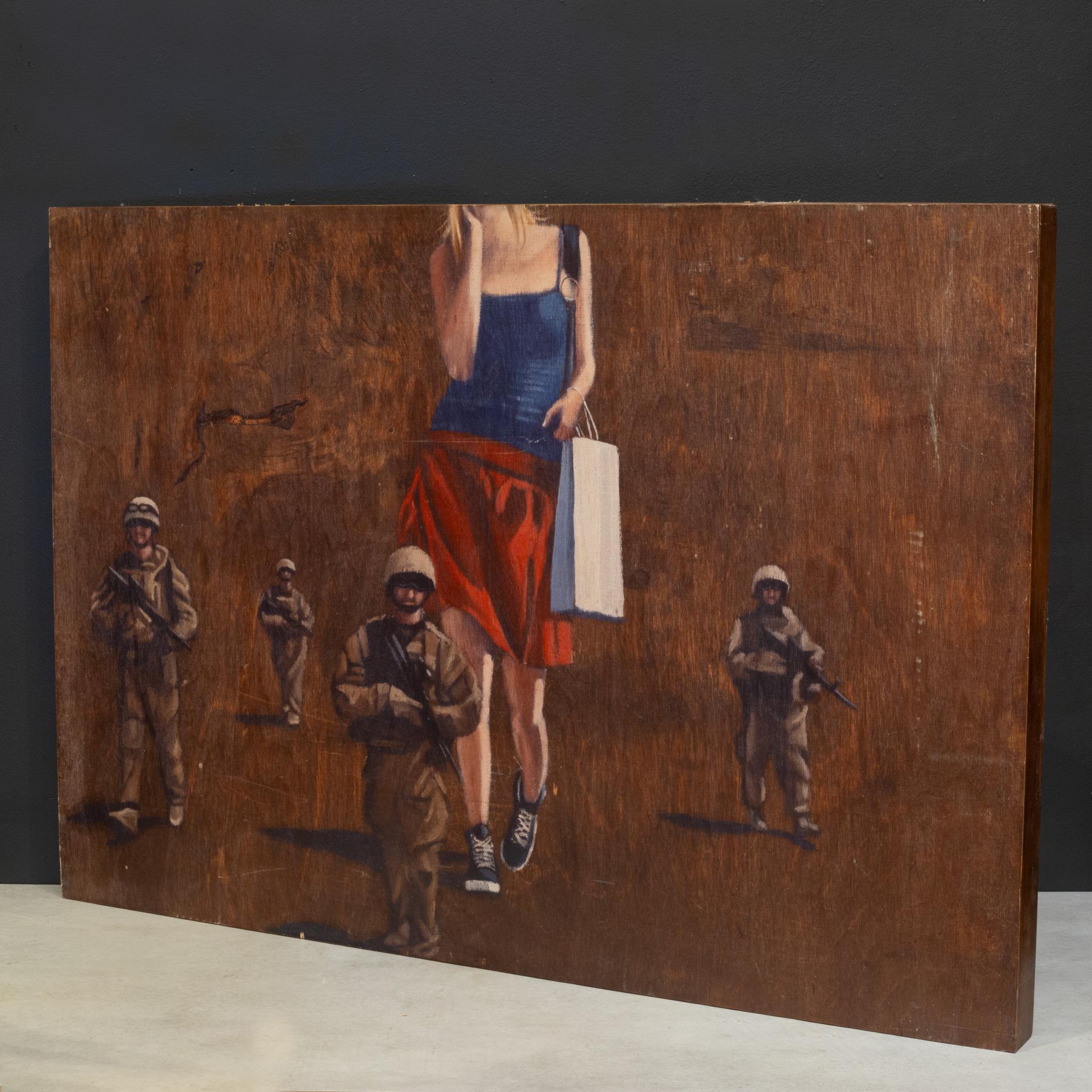 ACERCA DE

Impresión sobre madera.  Mujer de compras con soldados. Sin título. Impresión sobre madera. Sin firmar. Diseñado para colgarlo desde el panel superior hacia fuera de la pared. 

    CREADOR Steve Lazarides, Londres, Reino Unido. 
   