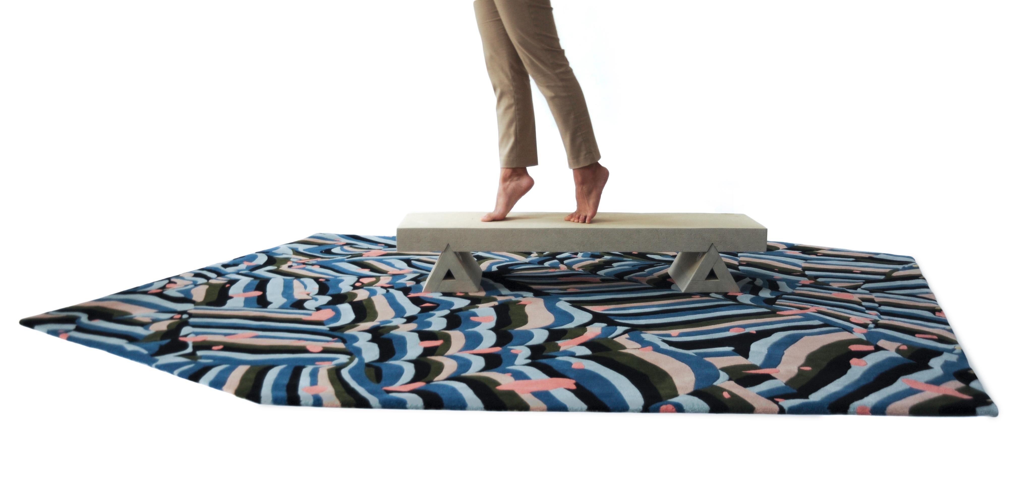 Hand-Crafted Banner Rug by Cody Hoyt + kinder MODERN in 100% New Zealand Wool For Sale