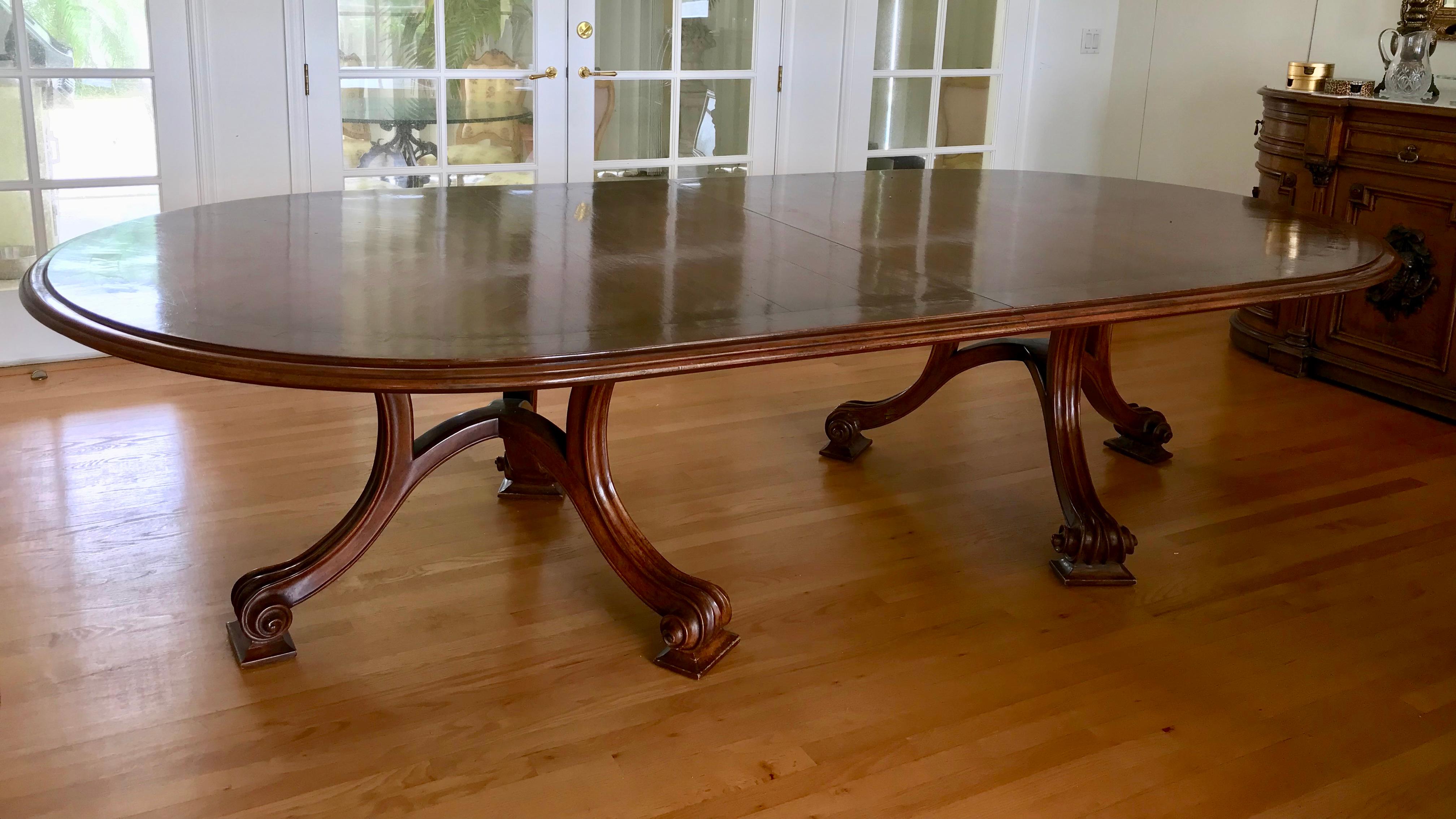 This is a custom dining table of magnificent proportions and quality details.
It is complemented with generously scaled leaves.
The Therien Studio Workshops is one of the most sought after and finest in the country.
The table is 10 feet long