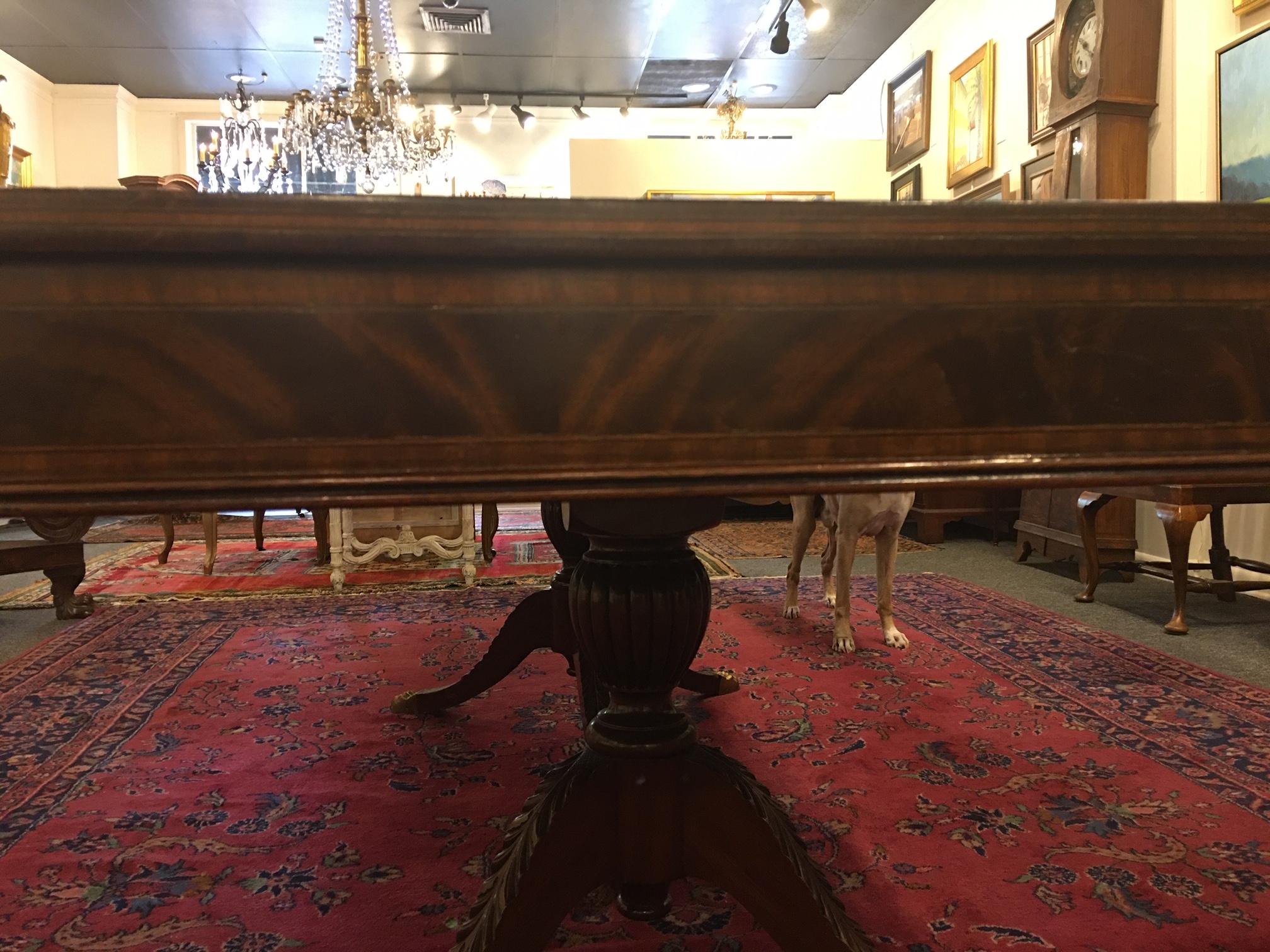 Banquet English Mahogany Dining Room Table with Pedestals & Leaves, 19th Century 2