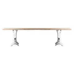 Banquet Table with Cast Iron Base and Pickled Oak Top