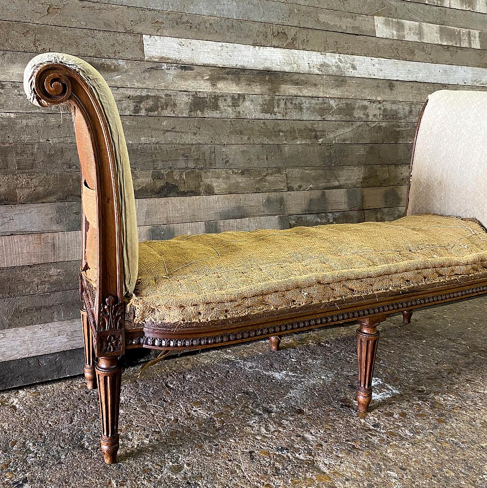 Late 19th Century Banquette, 19th Century French Walnut Louis XVI Bench