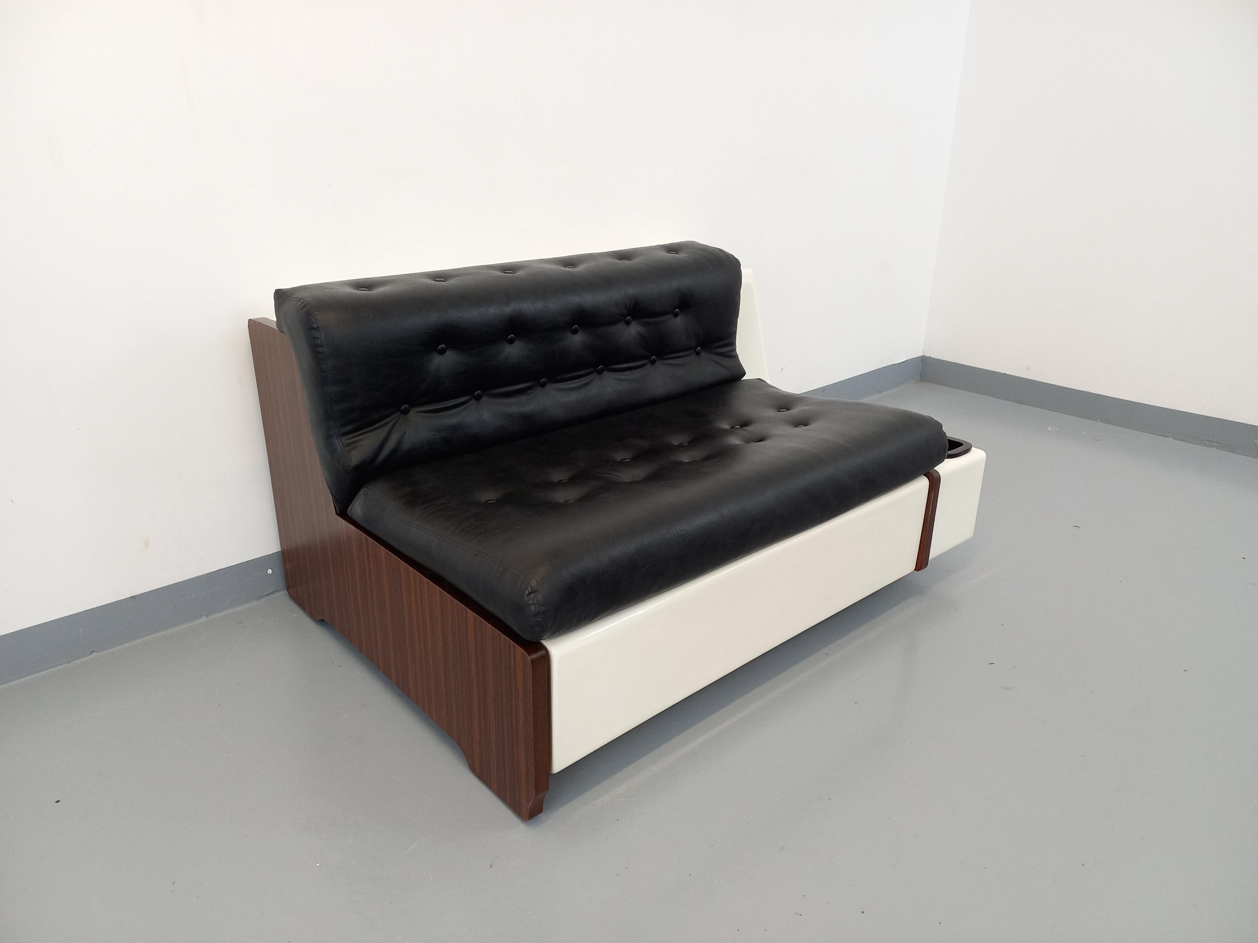 Fine XX secolo Banquette canapé-lit vintage avec éclairage intégré, design italien Beka Tortuga in vendita
