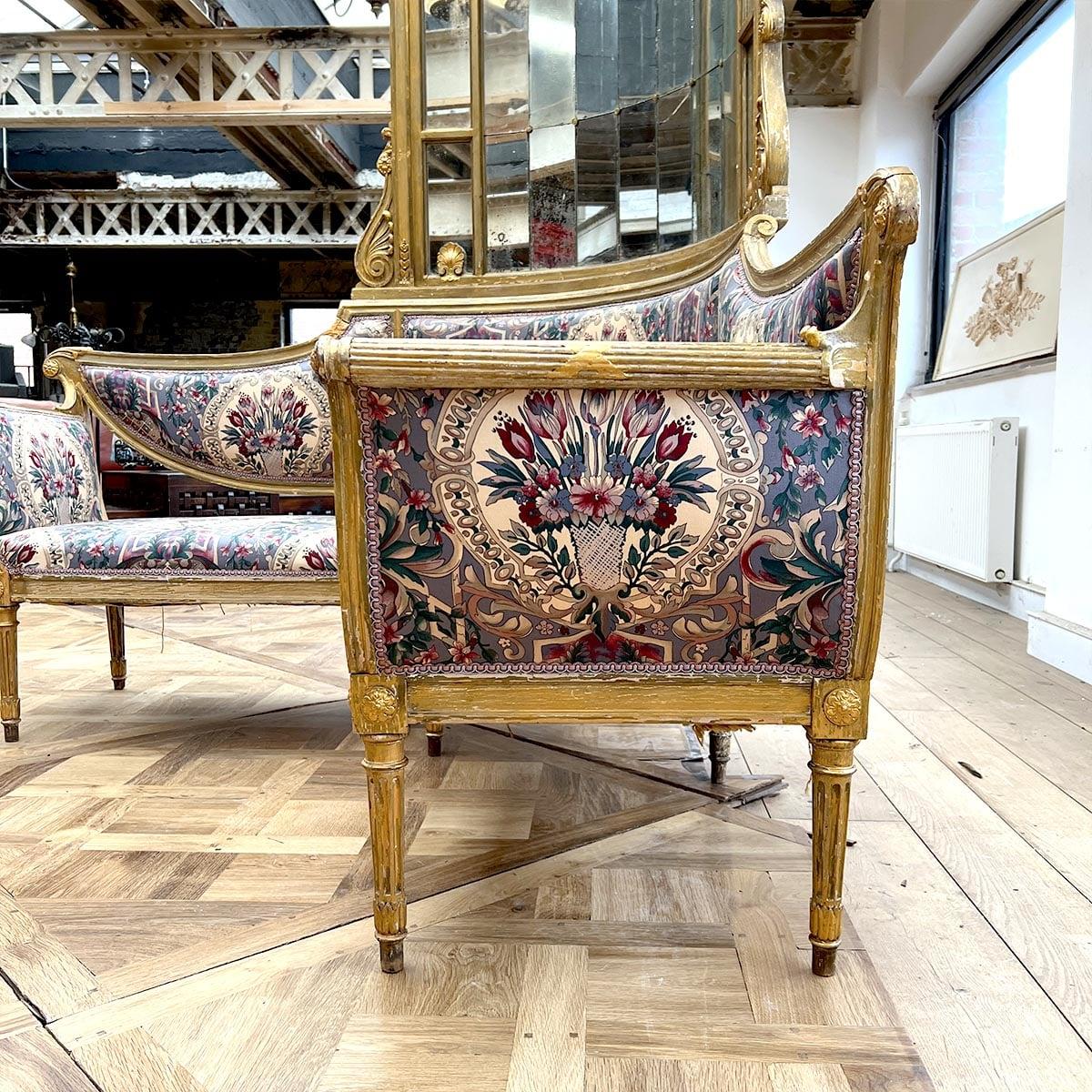 Napoleon III corner bench in gilded wood in vendita 6
