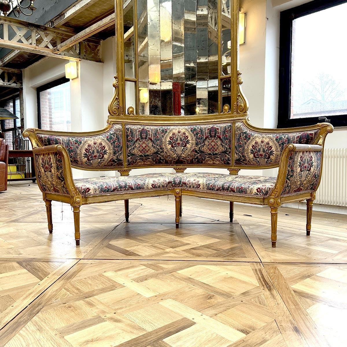 Napoleon III corner bench in gilded wood In condizioni buone in vendita a TOURCOING, FR