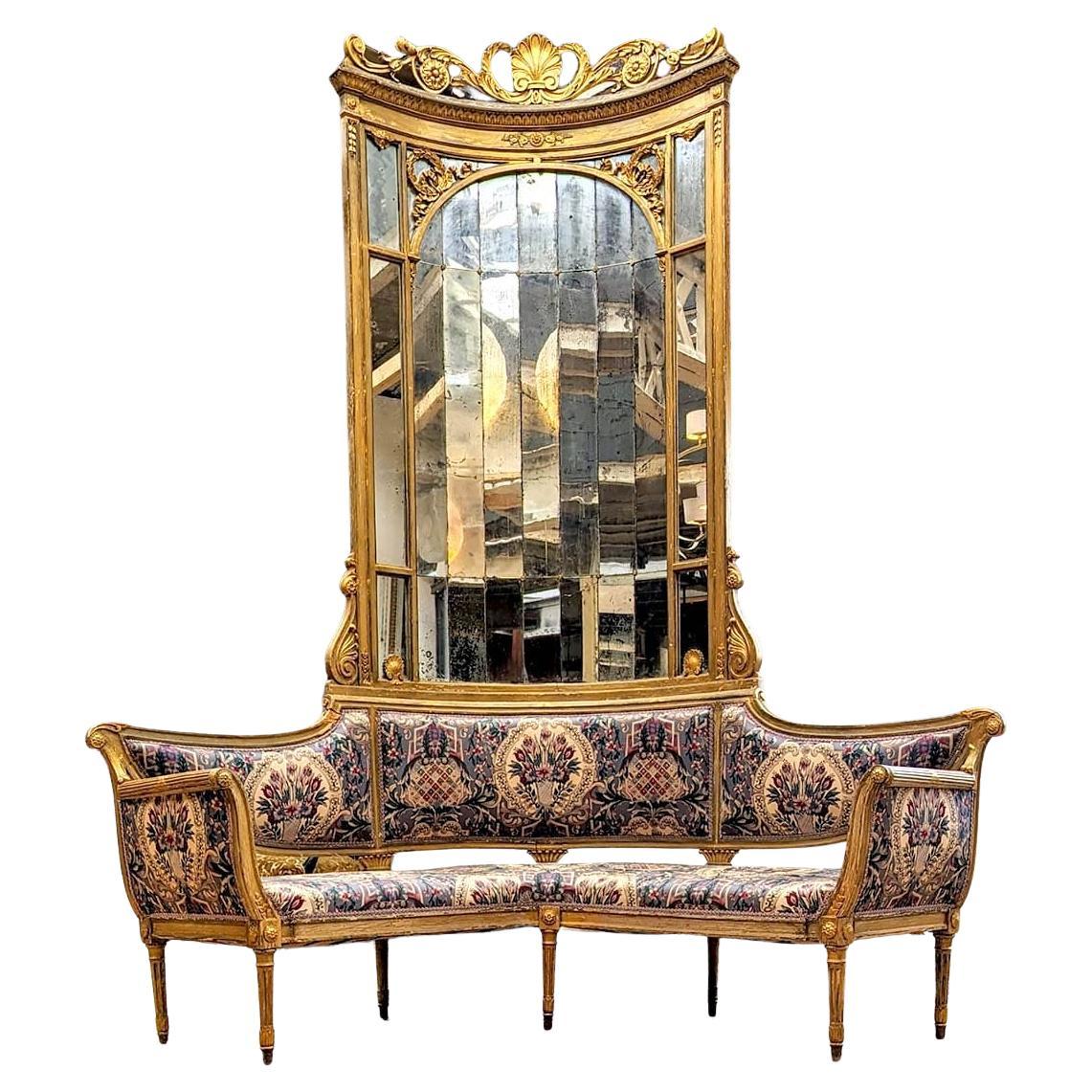 Napoleon III corner bench in gilded wood in vendita