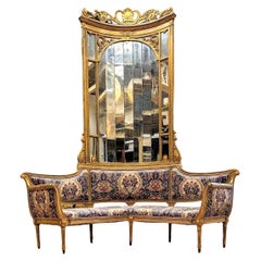 Napoleon III corner bench in gilded wood