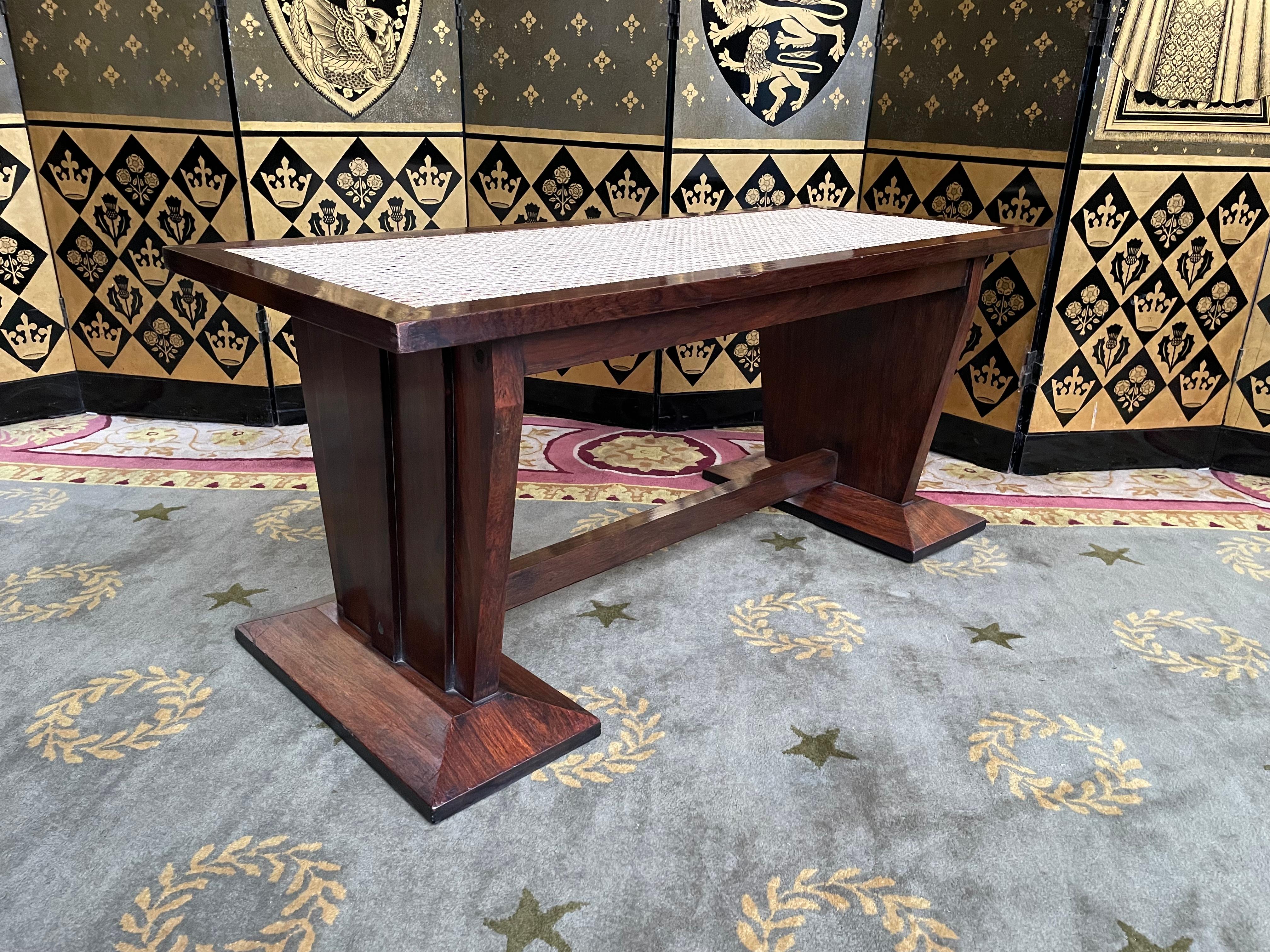 French Banquette D’entrée Époque Art Déco En Cannage For Sale