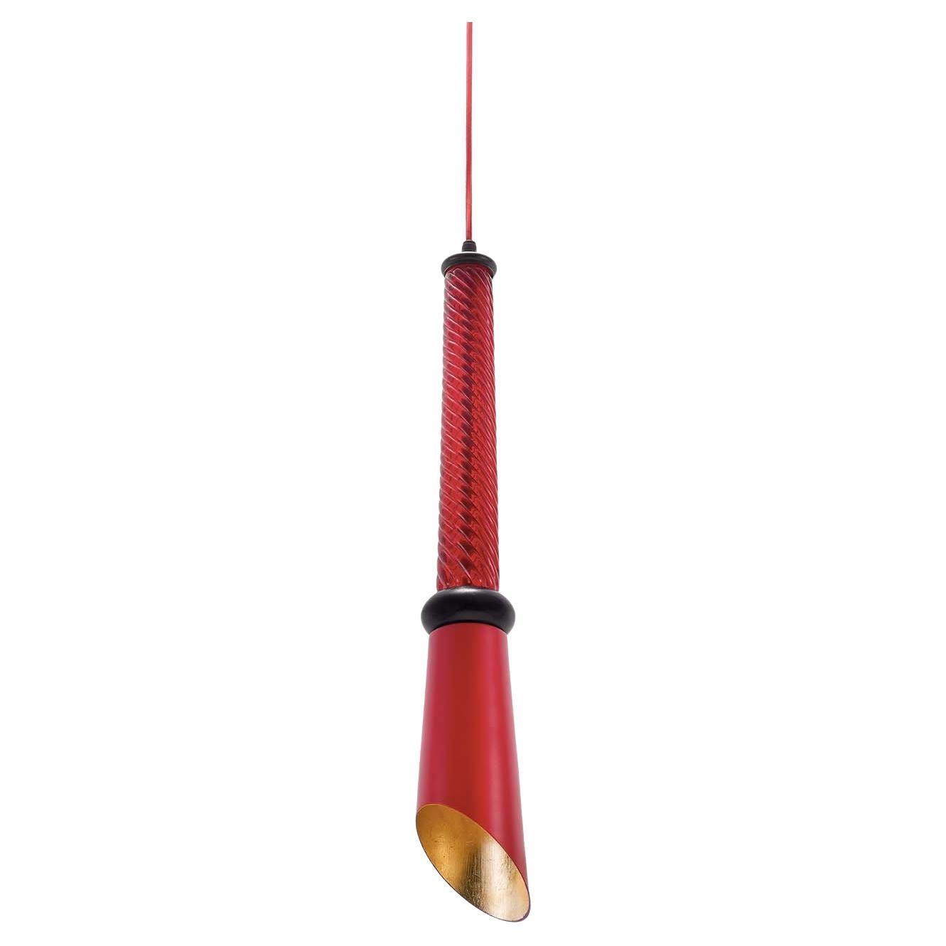Lampada a sospensione B'Anthology N. 3 Rosso e Foglia d'Oro