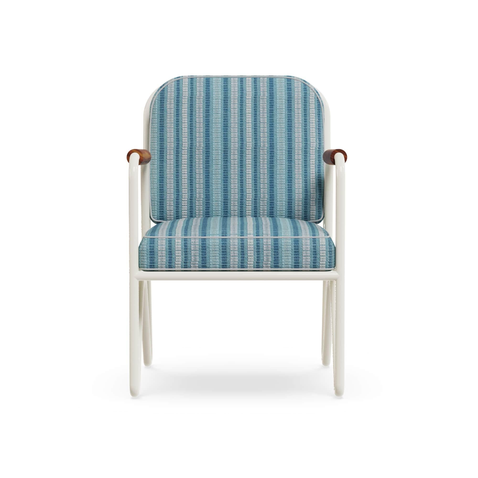 Fatto a mano Sedia da pranzo per esterni Banús in metallo laccato con dettagli in Wood Iroko in vendita