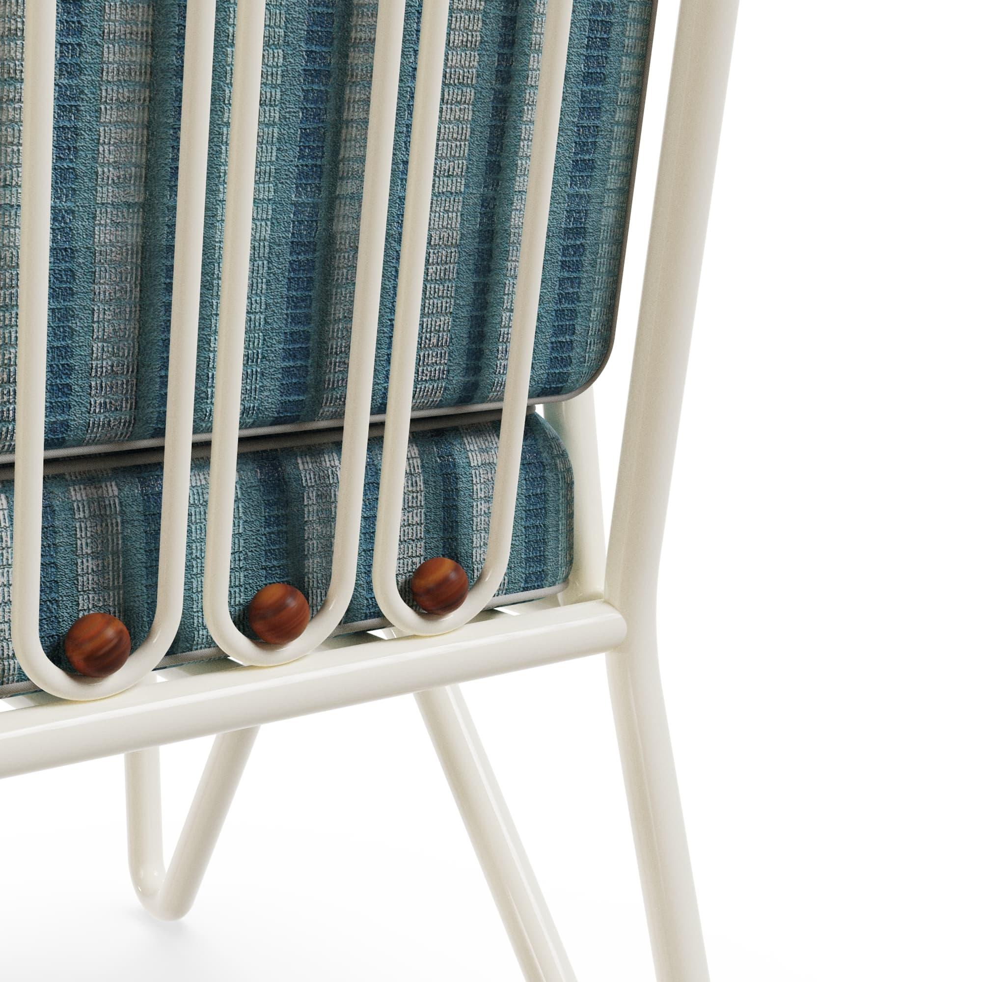 Sedia da pranzo per esterni Banús in metallo laccato con dettagli in Wood Iroko in vendita 1