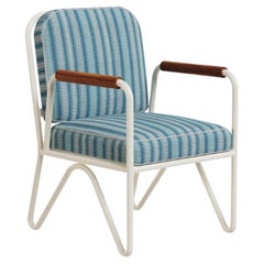 Banús Outdoor Dining Chair in Lacquered Metal with Iroko Wood Detail