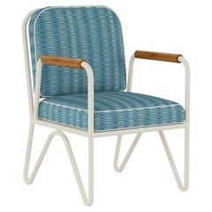 Banús Outdoor Dining Chair in Lacquered Metal with Iroko Wood Detail
