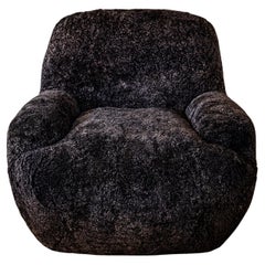 Brown Armchair with Curly Shearling Upholstery, Bao