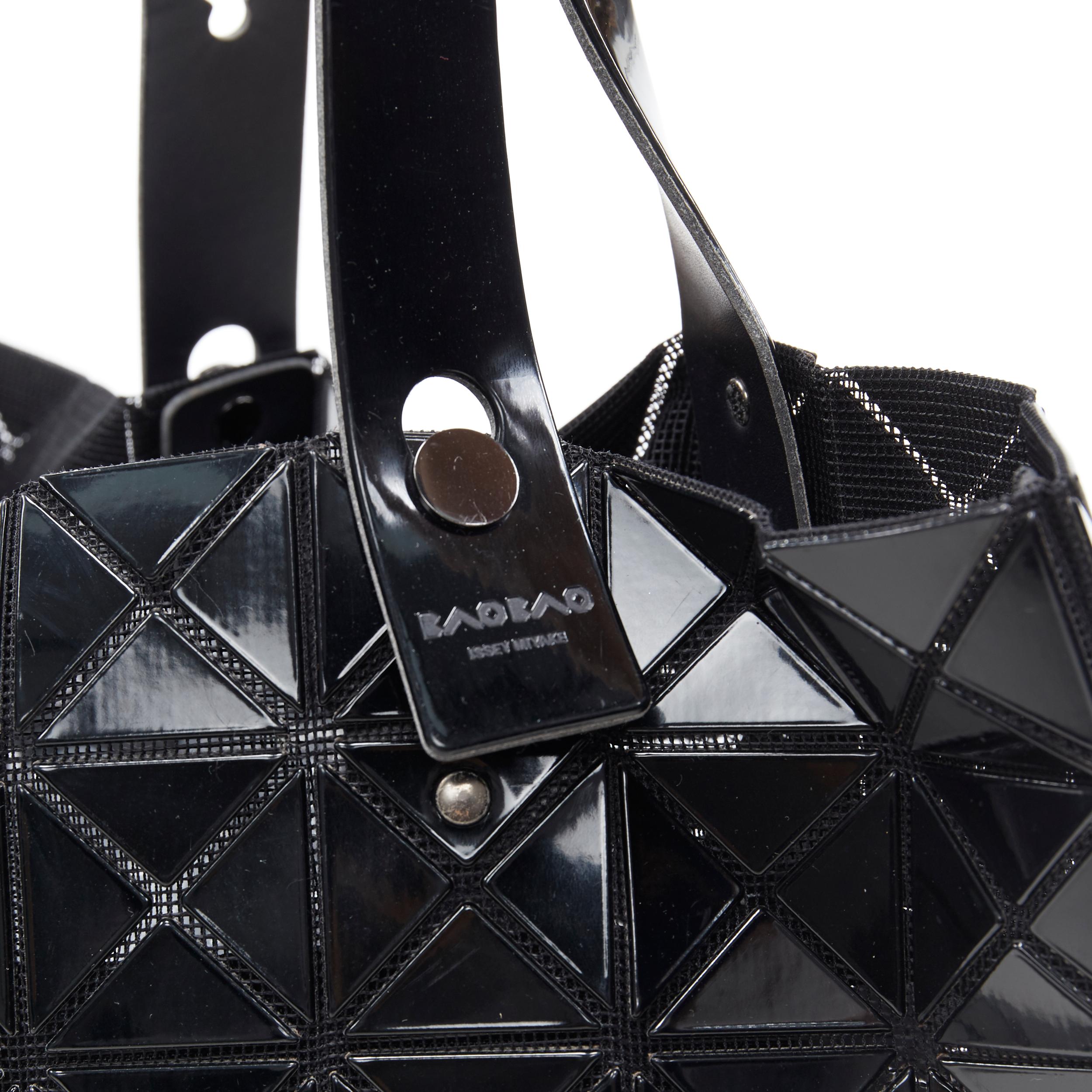 BAO BAO ISSEY MIYAKE Prism black PVC geometric mesh leather handle tote bag In Good Condition In Hong Kong, NT