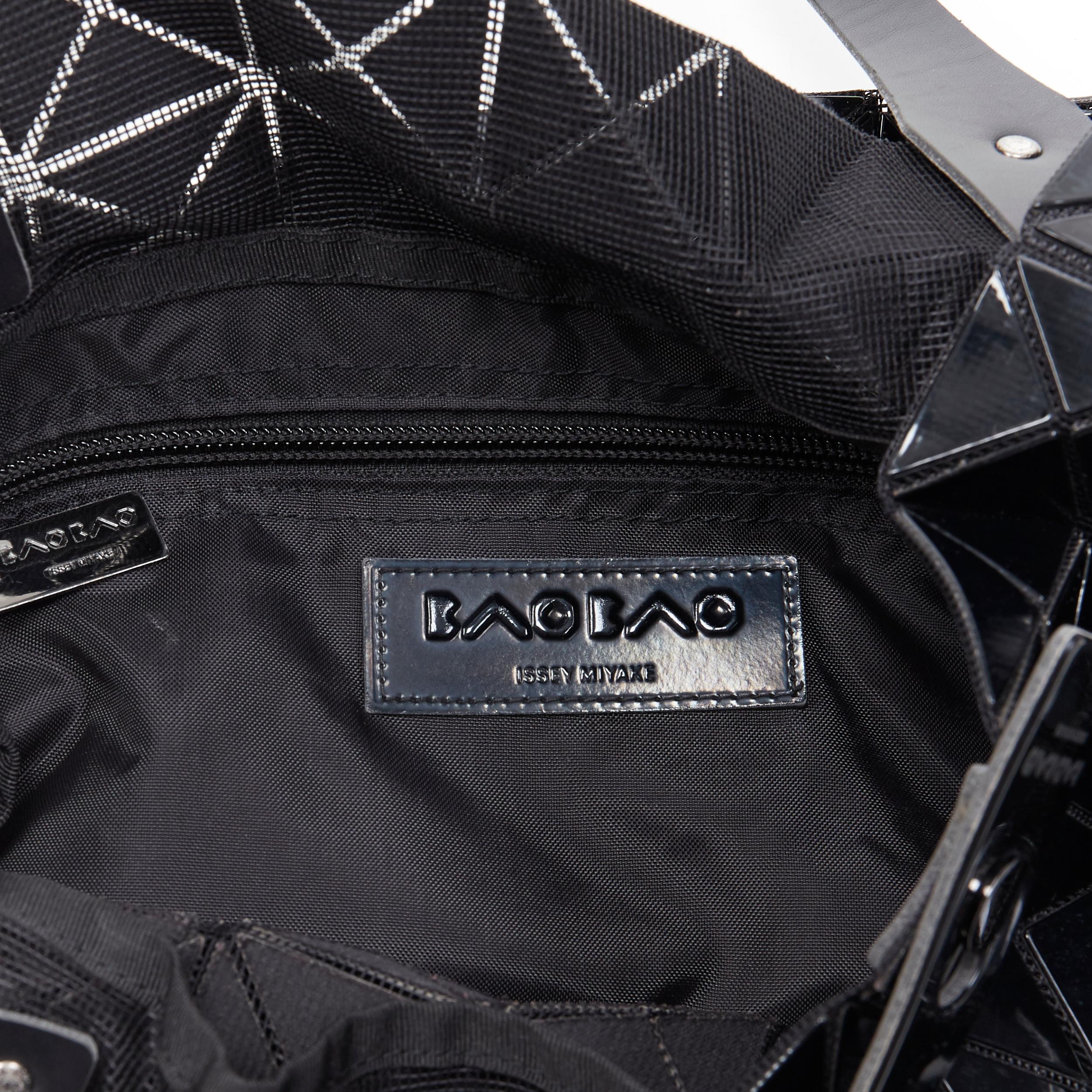 BAO BAO ISSEY MIYAKE Prism black PVC geometric mesh leather handle tote bag 1