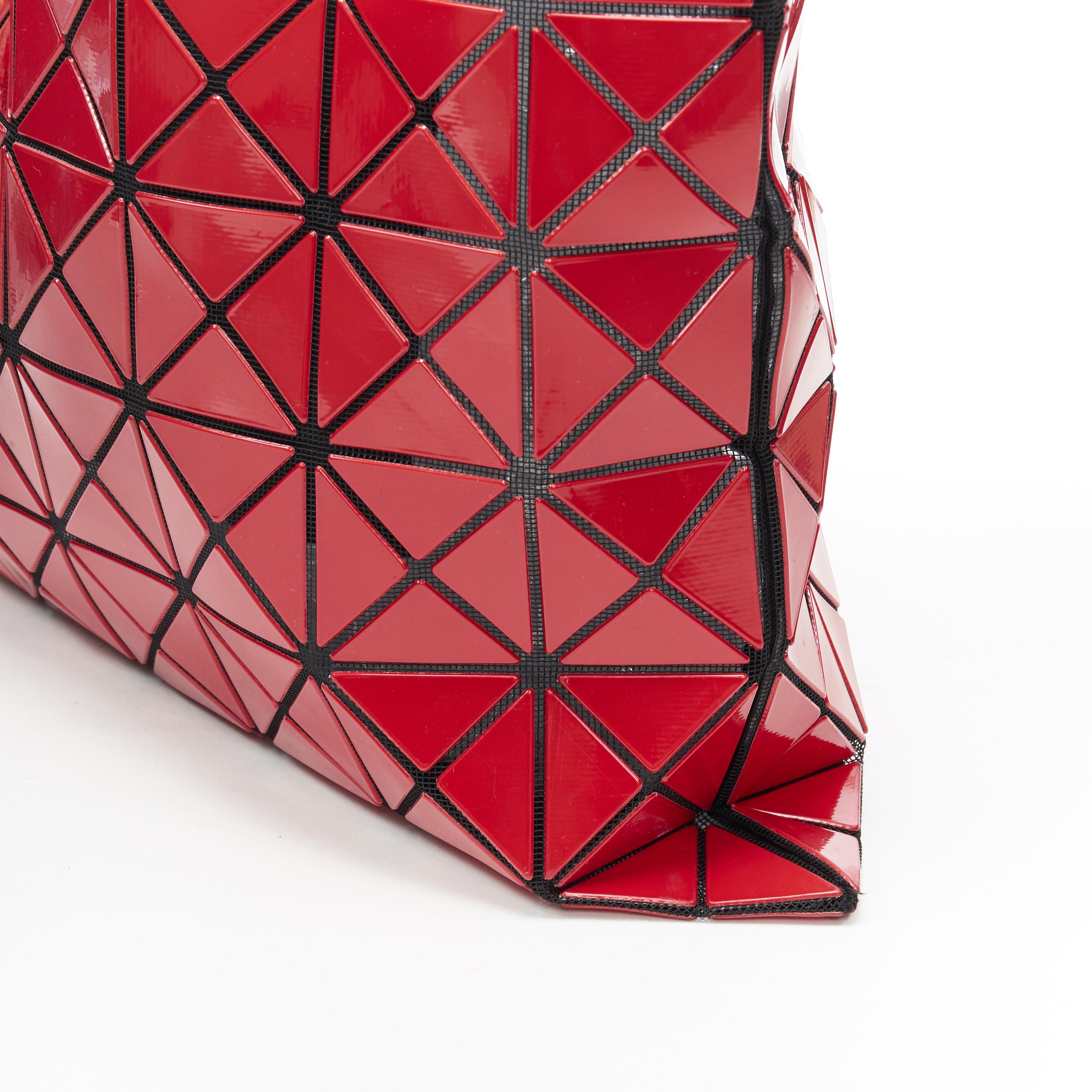 Women's BAO BAO ISSEY MIYAKE Prism red PVC geometric mesh leather handle tote bag