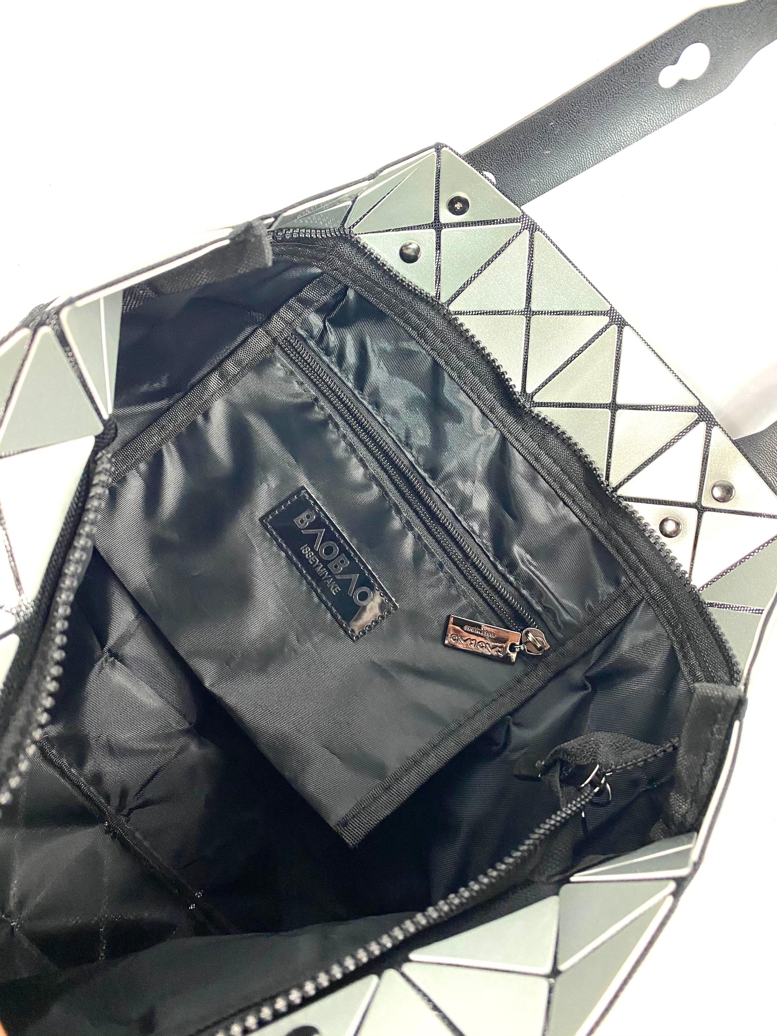 Bao Bao Issey Miyake Rock Silver Metallic Matte Tote In Excellent Condition In Beverly Hills, CA
