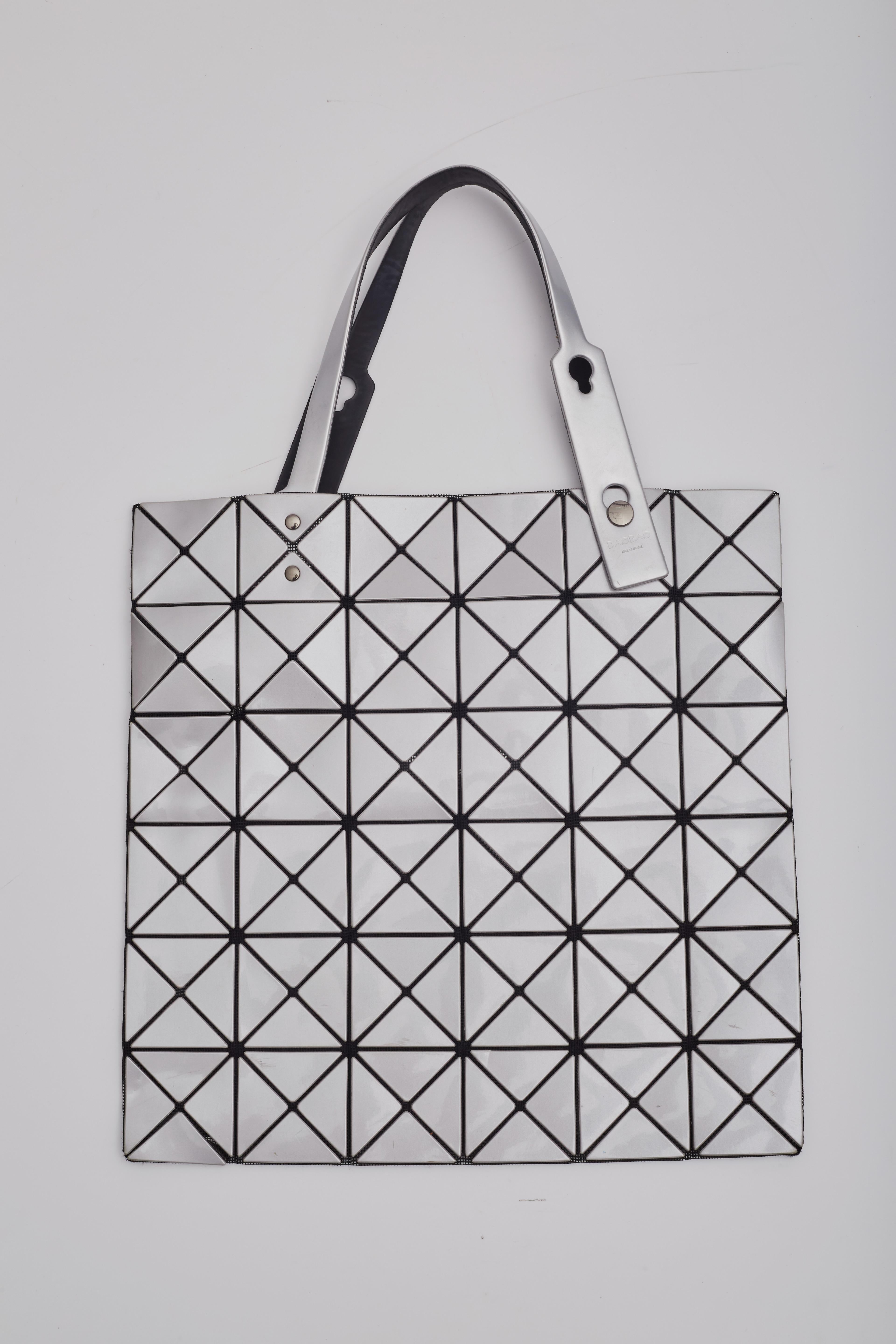 Bao Bao Issey Miyake Silver Vinyl Lucent Tote For Sale 1