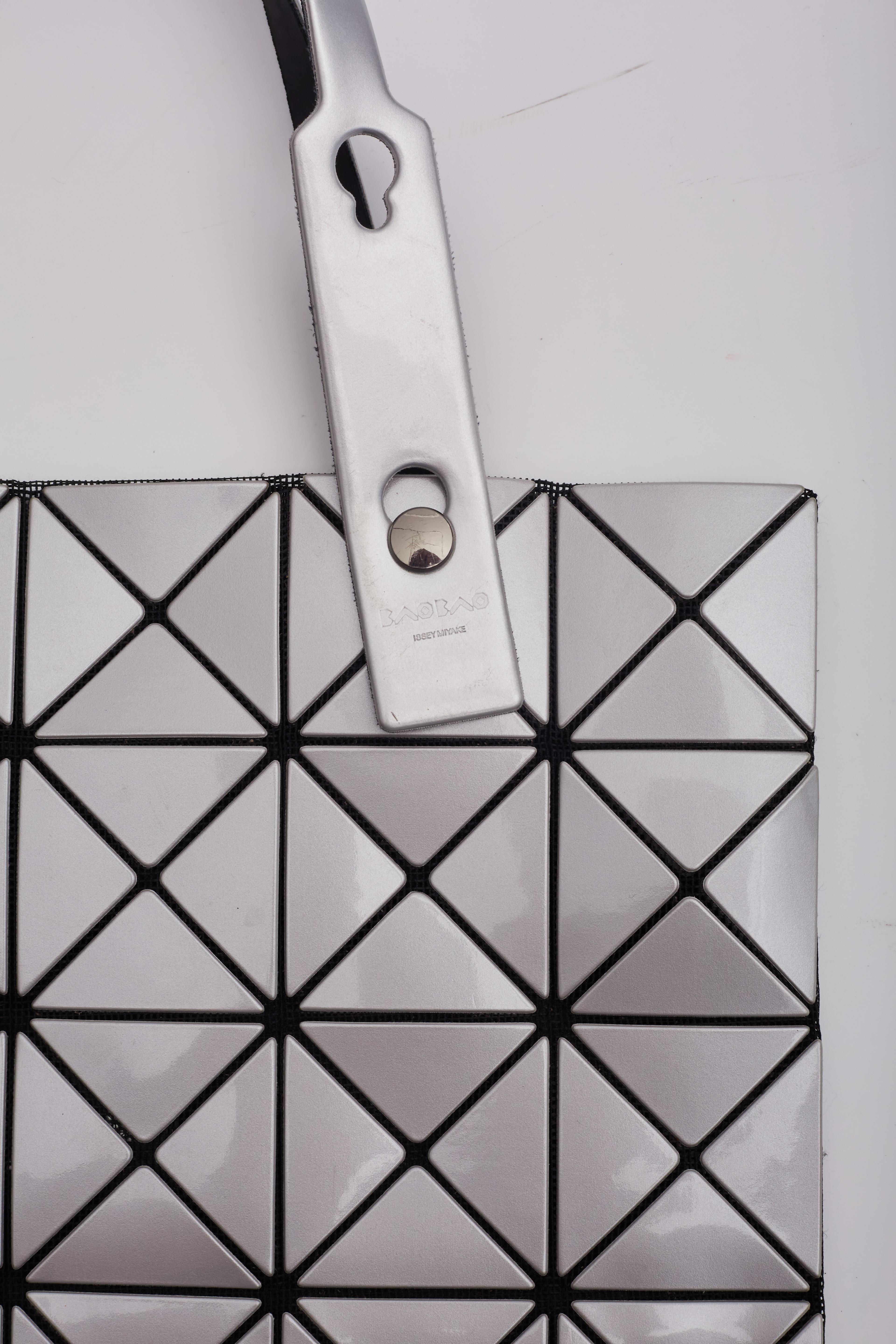 Bao Bao Issey Miyake Silver Vinyl Lucent Tote For Sale 4