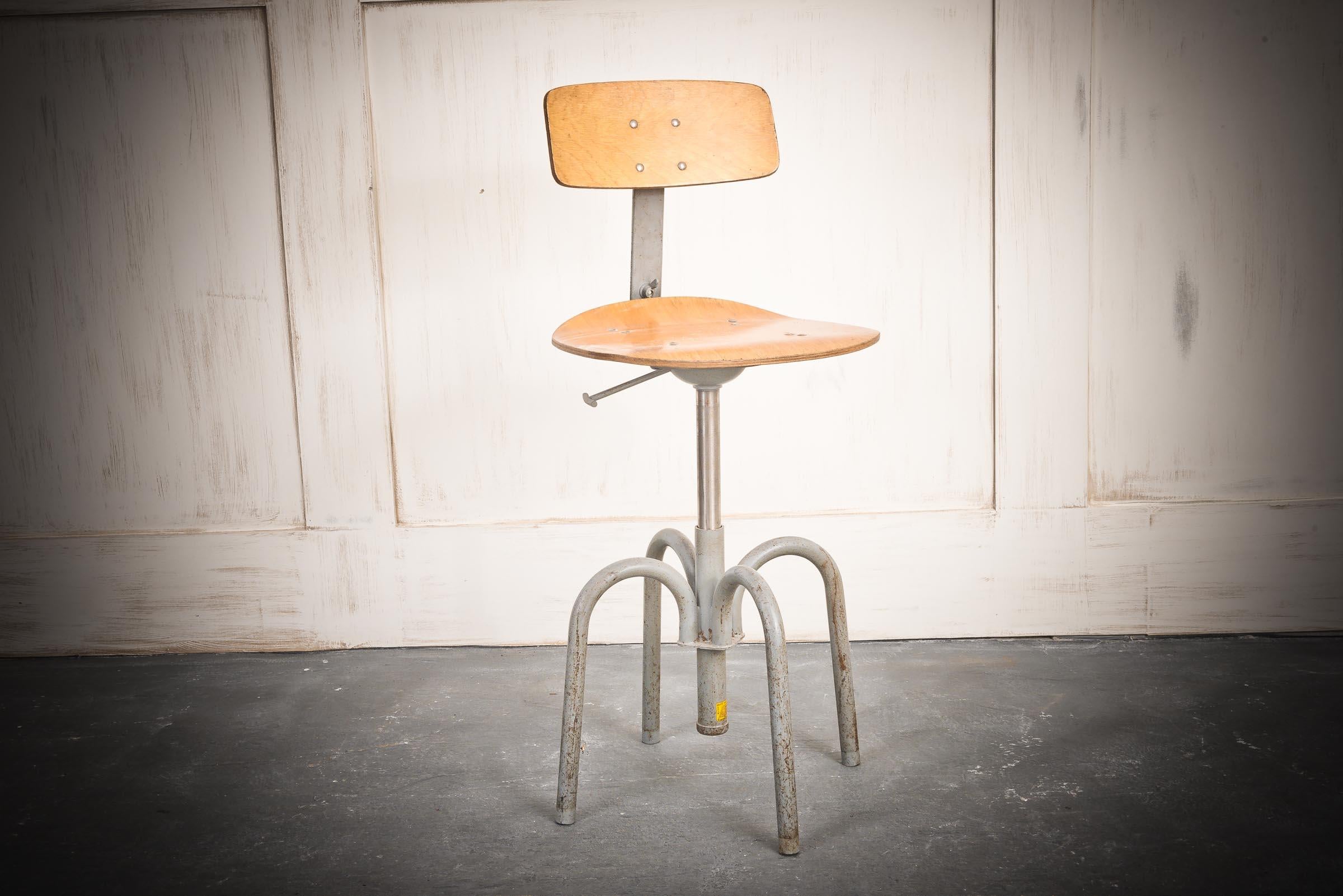 20th Century B.A.O. Industrial Architect's Stool For Sale